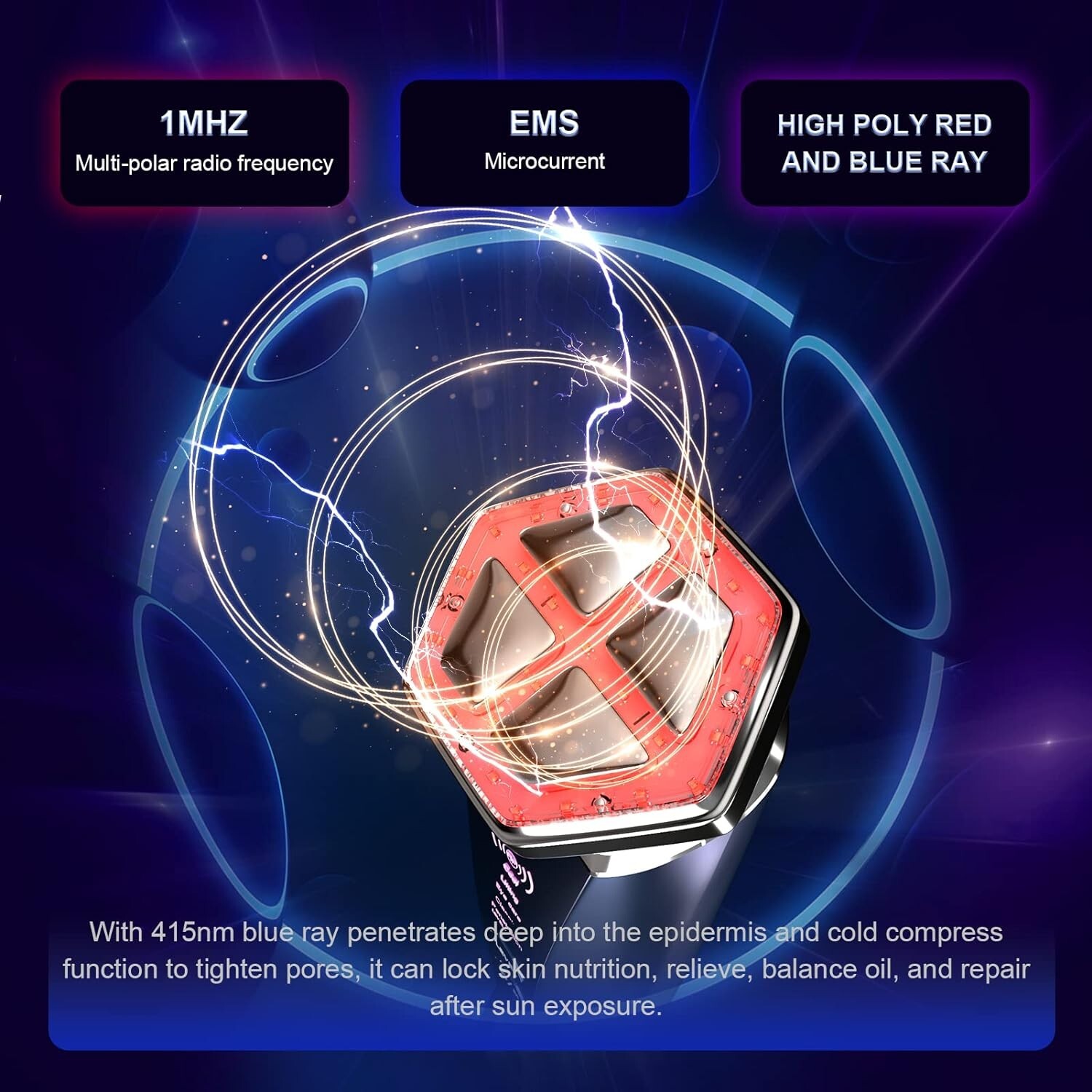 SALON PROFESSIONAL 5-in-1 High Frequency 1MHZ SKIN Face Body Massager Ice Cool