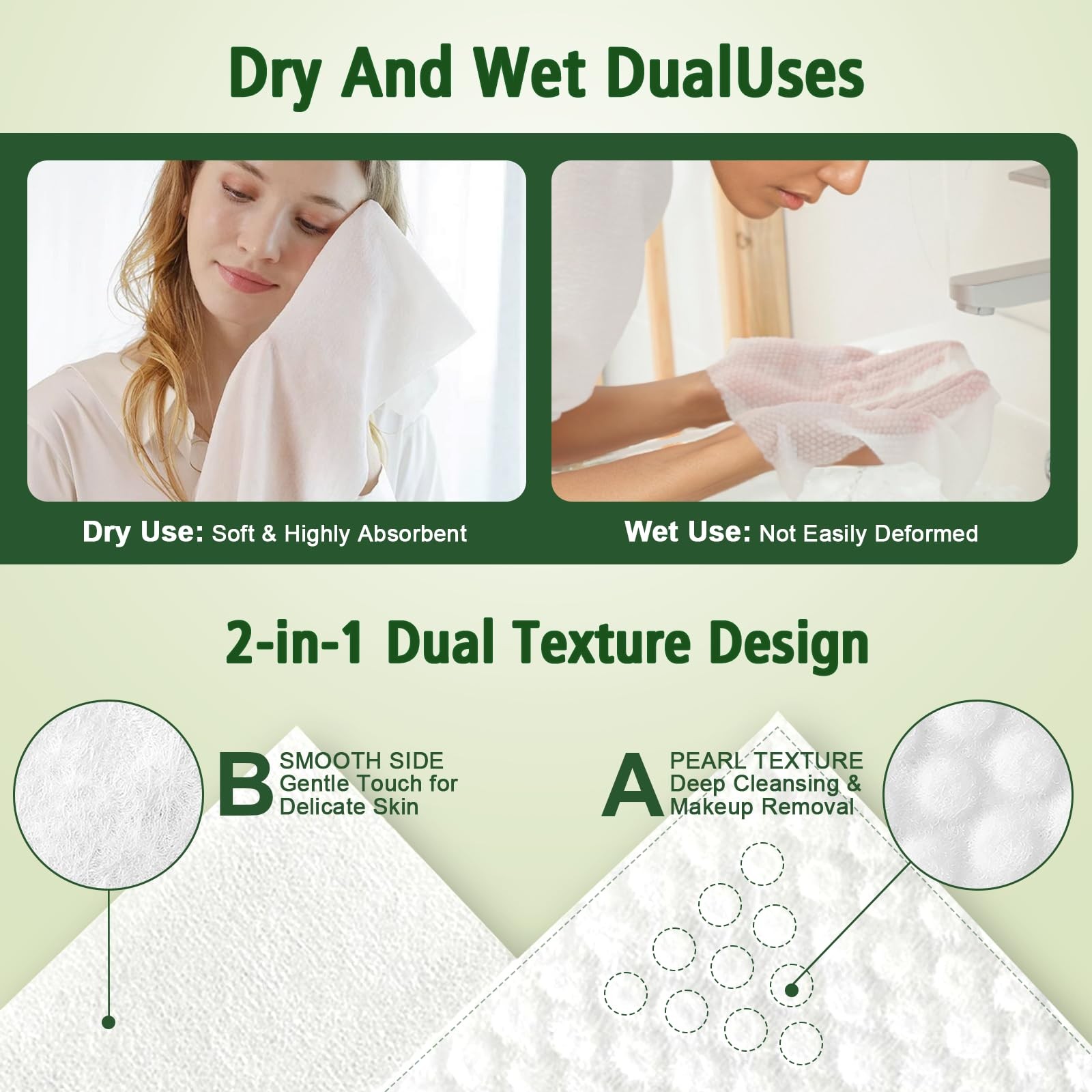 Disposable Face Towels 100 Count, Biodegradable Ultra 100 Count (Pack of 1)