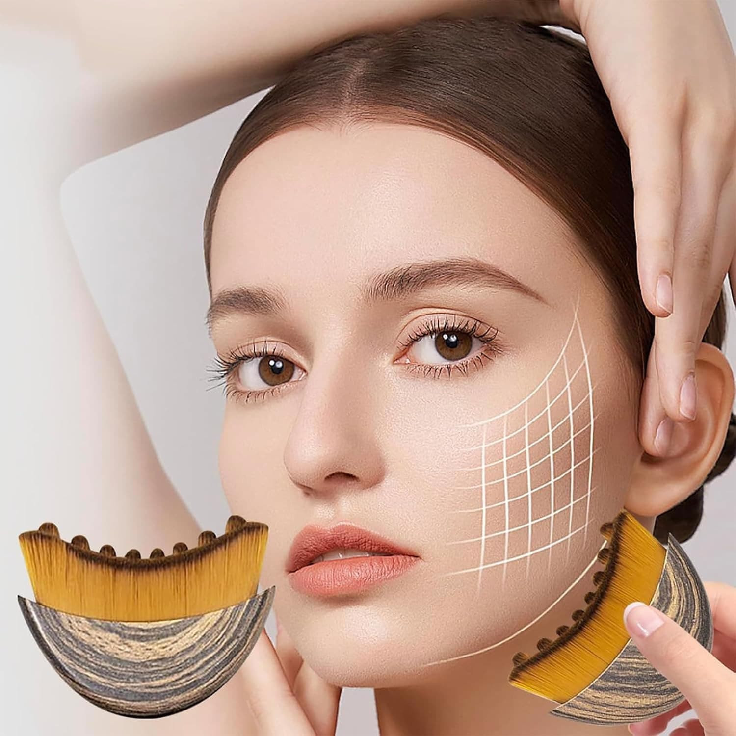 Lymphatic Contour Face Brush & Gua Sha Massage Tool Jawline & Chin Sculpting