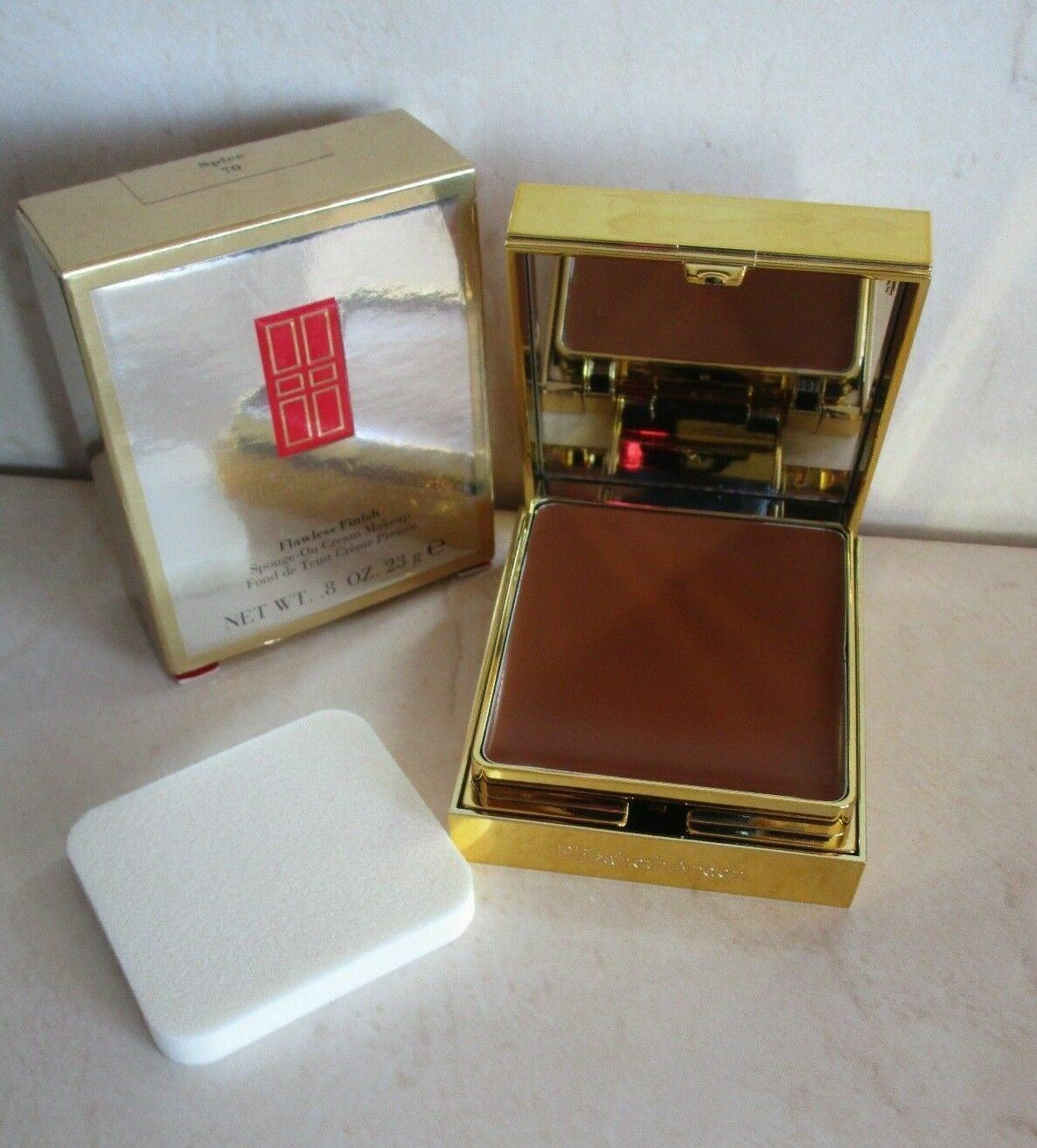 ELIZABETH ARDEN FLAWLESS FINISH SPONGE-ON CREAM MAKEUP #70 SPICE .8 OZ BOXED