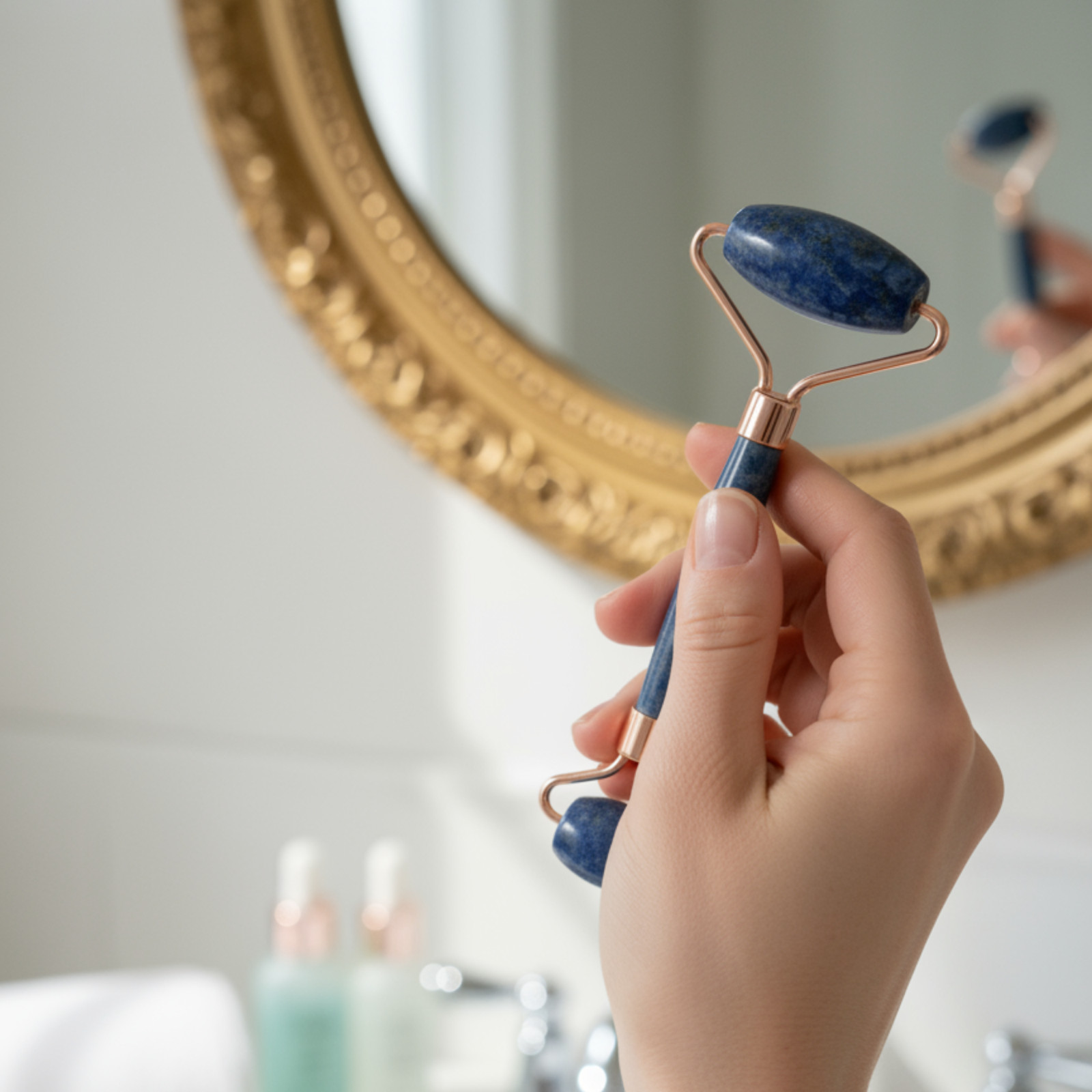 Lapis Lazuli Facial Roller, Natural Stone Skincare, Afghanistan