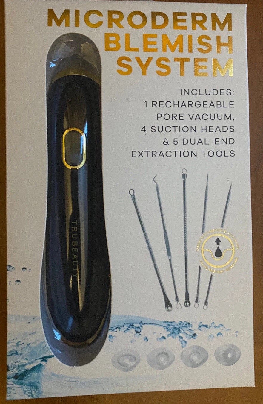 Microderm Blemish System with Pore Vacuum & Extraction Tools by Trubeauty NEW