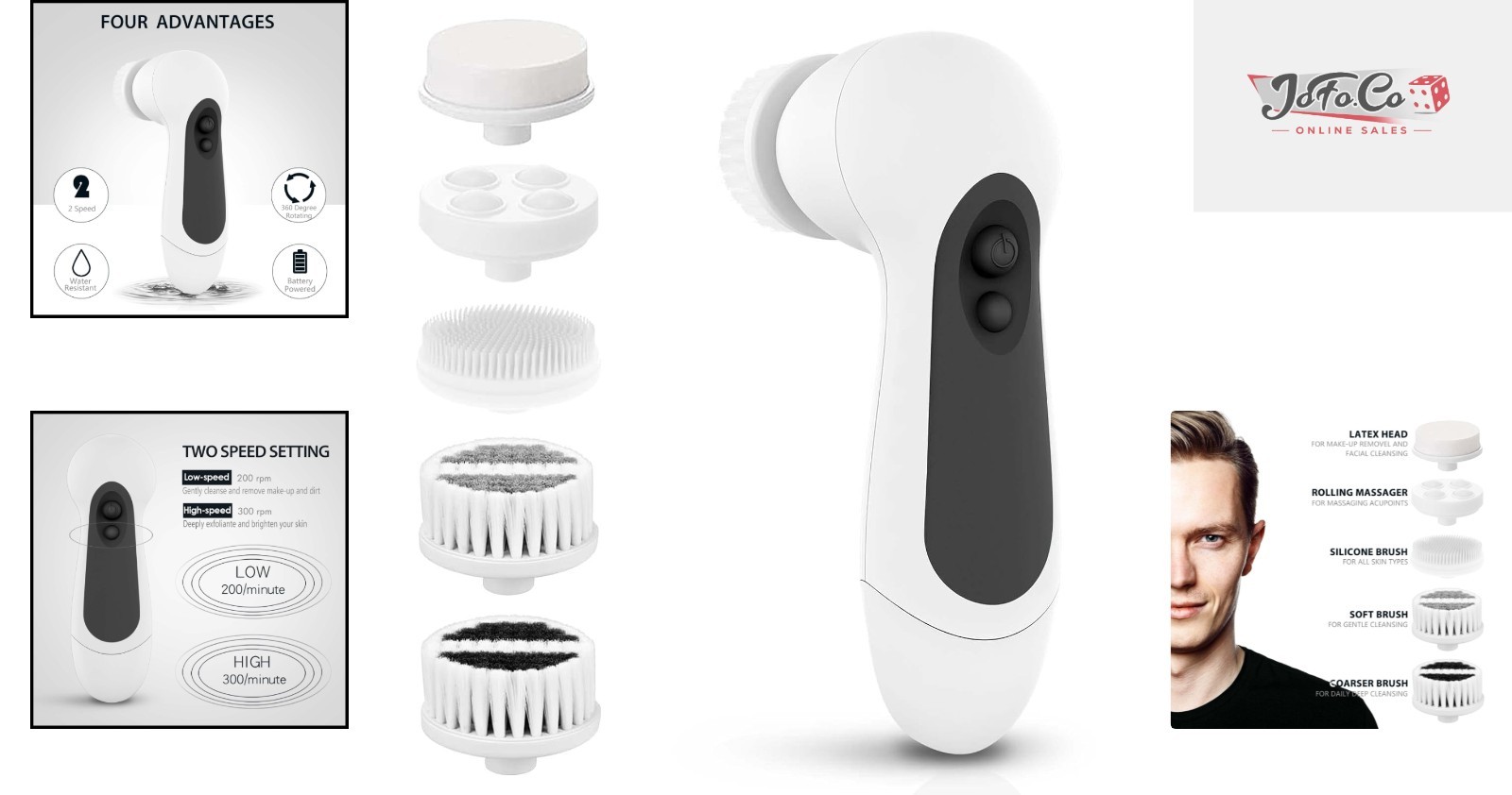 Electric Facial Scrubber with 5 Exfoliating Heads: Deep Clean & Gentle Care