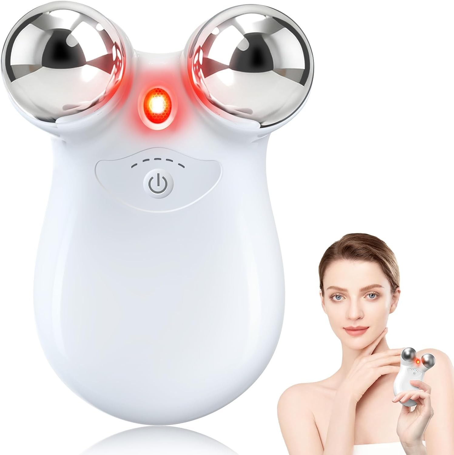 2-in-1 Red Light Microcurrent Facial Device Lifting Firming Wrinkle Care