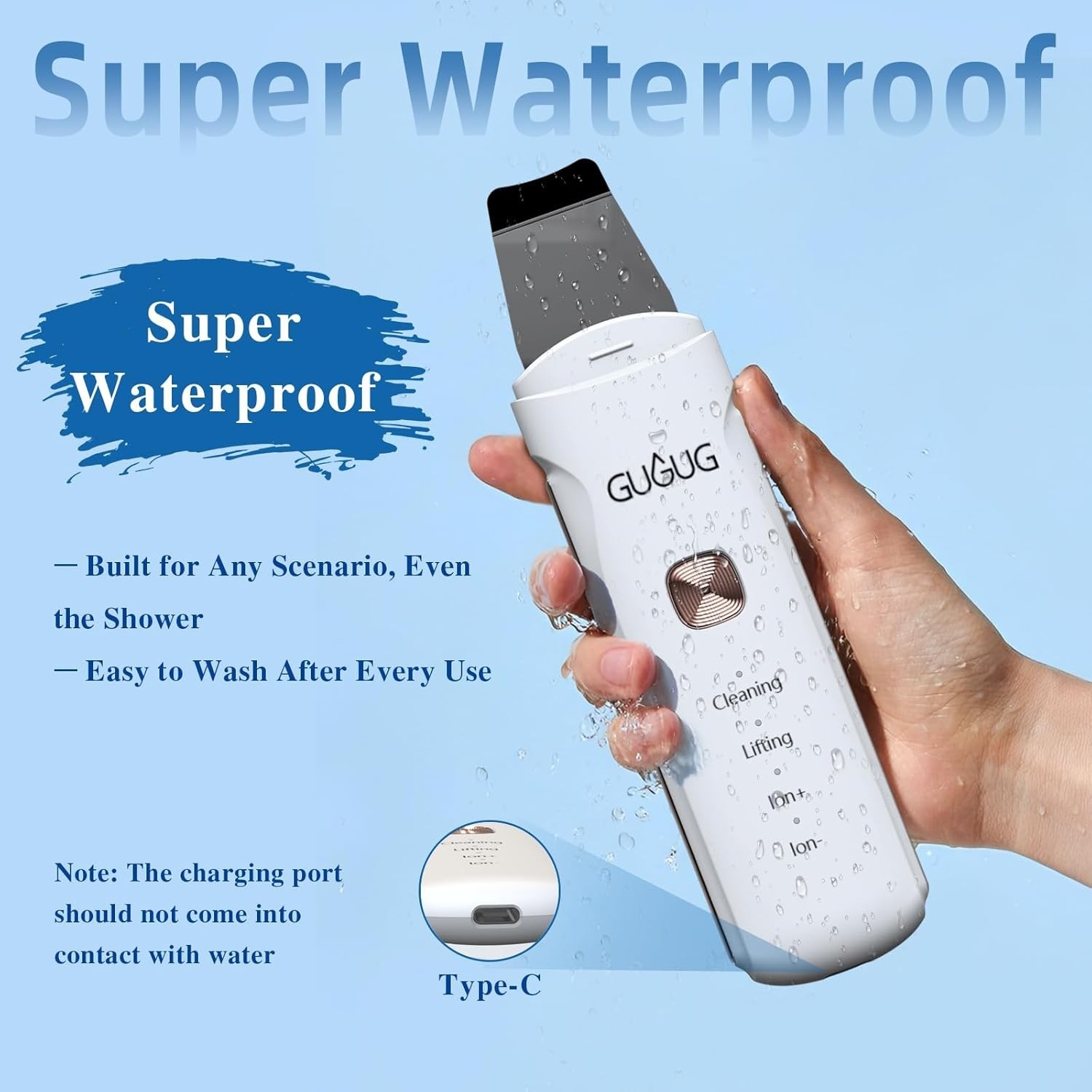Skin Scrubber 4-in-1 Waterproof Facial Spatula Blackhead Removal Pore Cleaner