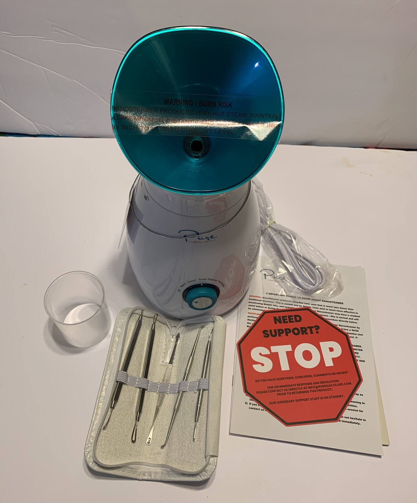 Pure Daily Care NanoSteamer Large 3-in-1 Nano Ionic Facial Steamer with 5 Piece