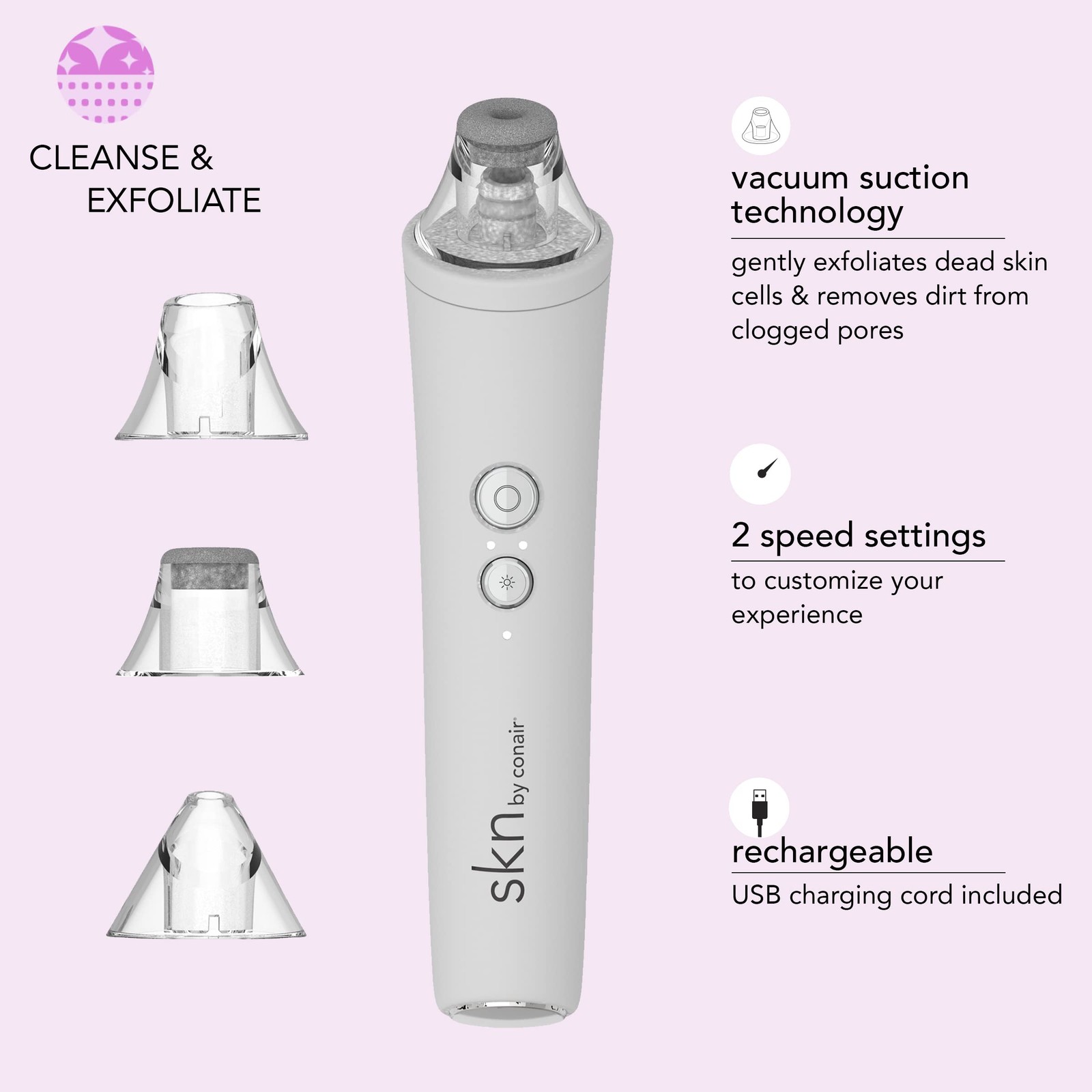 skn by conair Pore Purifier Advanced Microdermabrasion Tool Attachments MD03