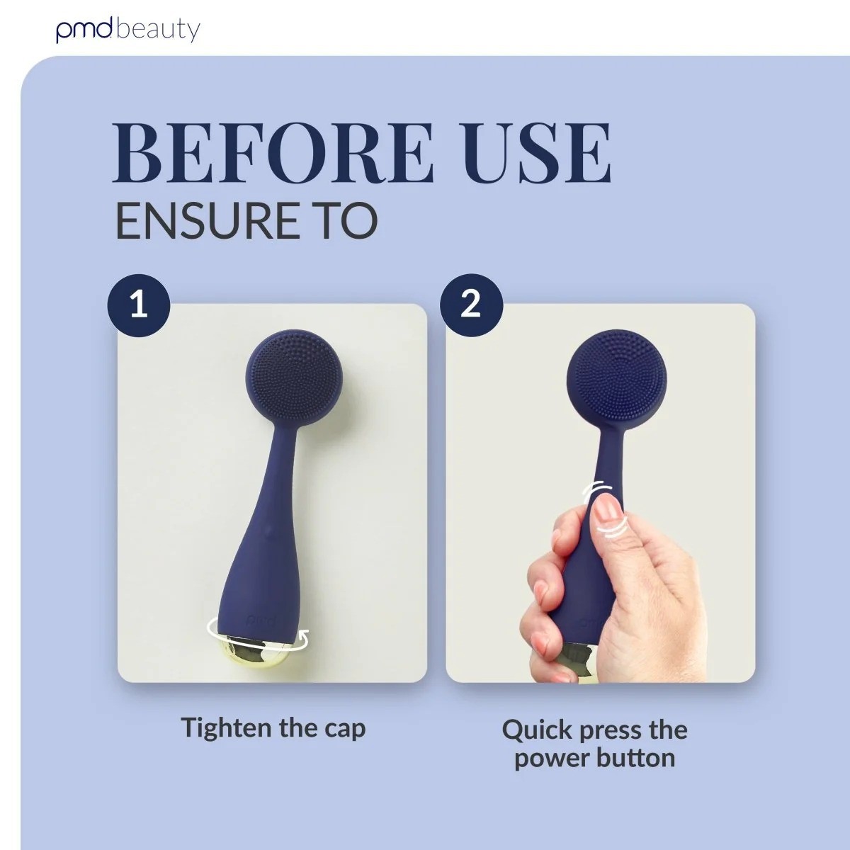PMD Clean Smart Facial Cleansing Device Navy Sonic Silicone Face Brush Waterproo