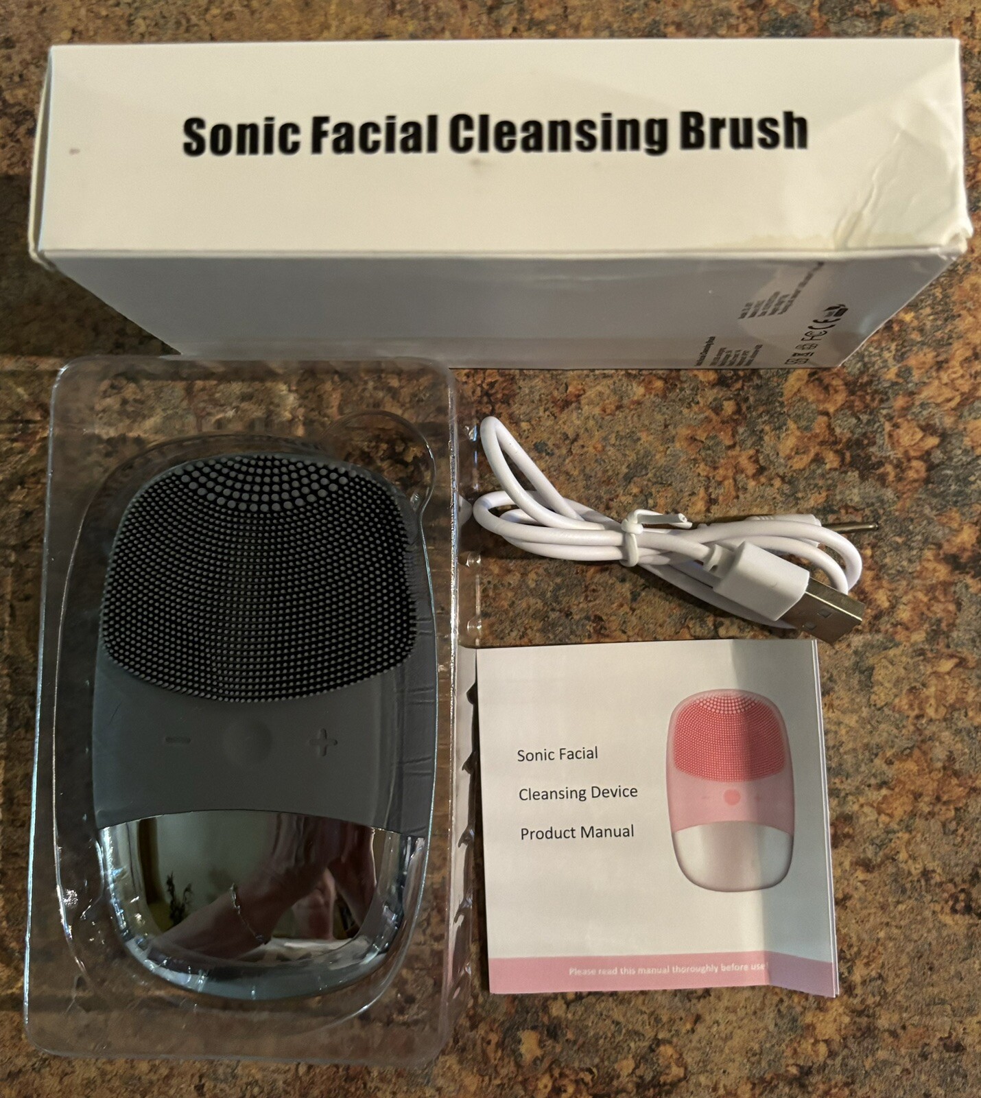 NEW torn box Mini Silicone Rechargeable Sonic Face Cleansing Brush Skin Massager