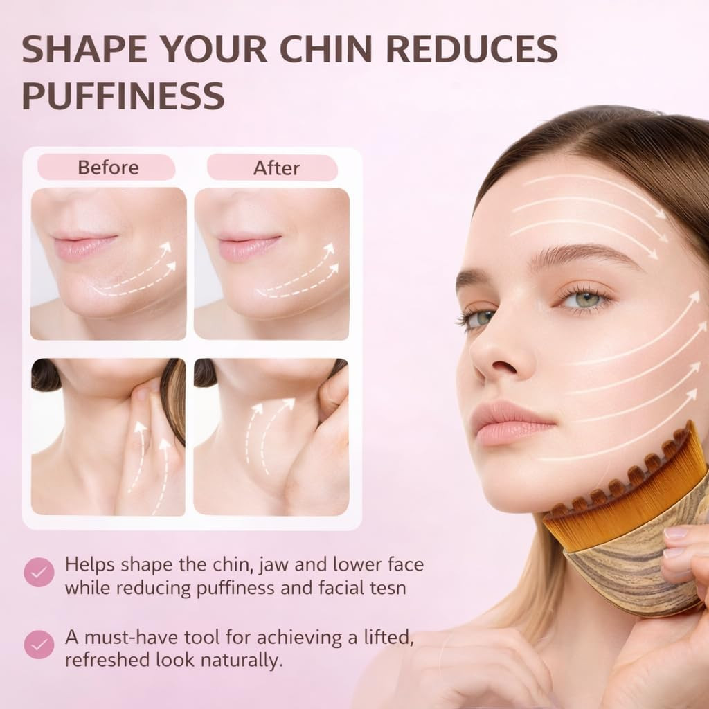 Lymphatic Face Brush for Jawline Sculpting, Facial Massage Brush with Soft Natur