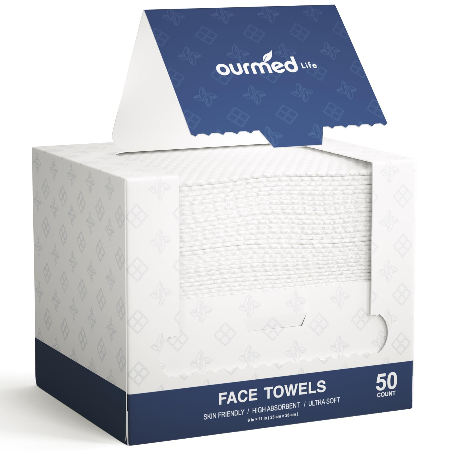 Ourmed Life Face Towels, 11″×9″ Disposable Towel – 50 Count (Pack of 1)