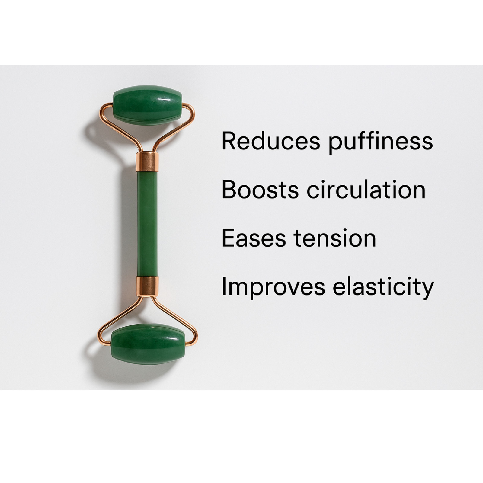 Authentic Green Jade Facial Roller – Rose Gold Frame, Skincare Massage