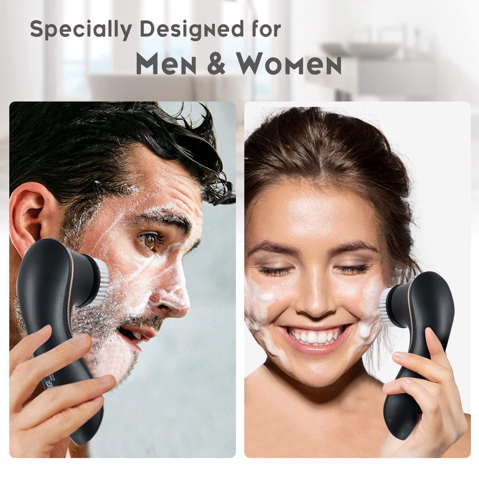 Facial Cleansing Brush, Electric Face Scrubber Rechargeable Exfoliator IPX-7 …