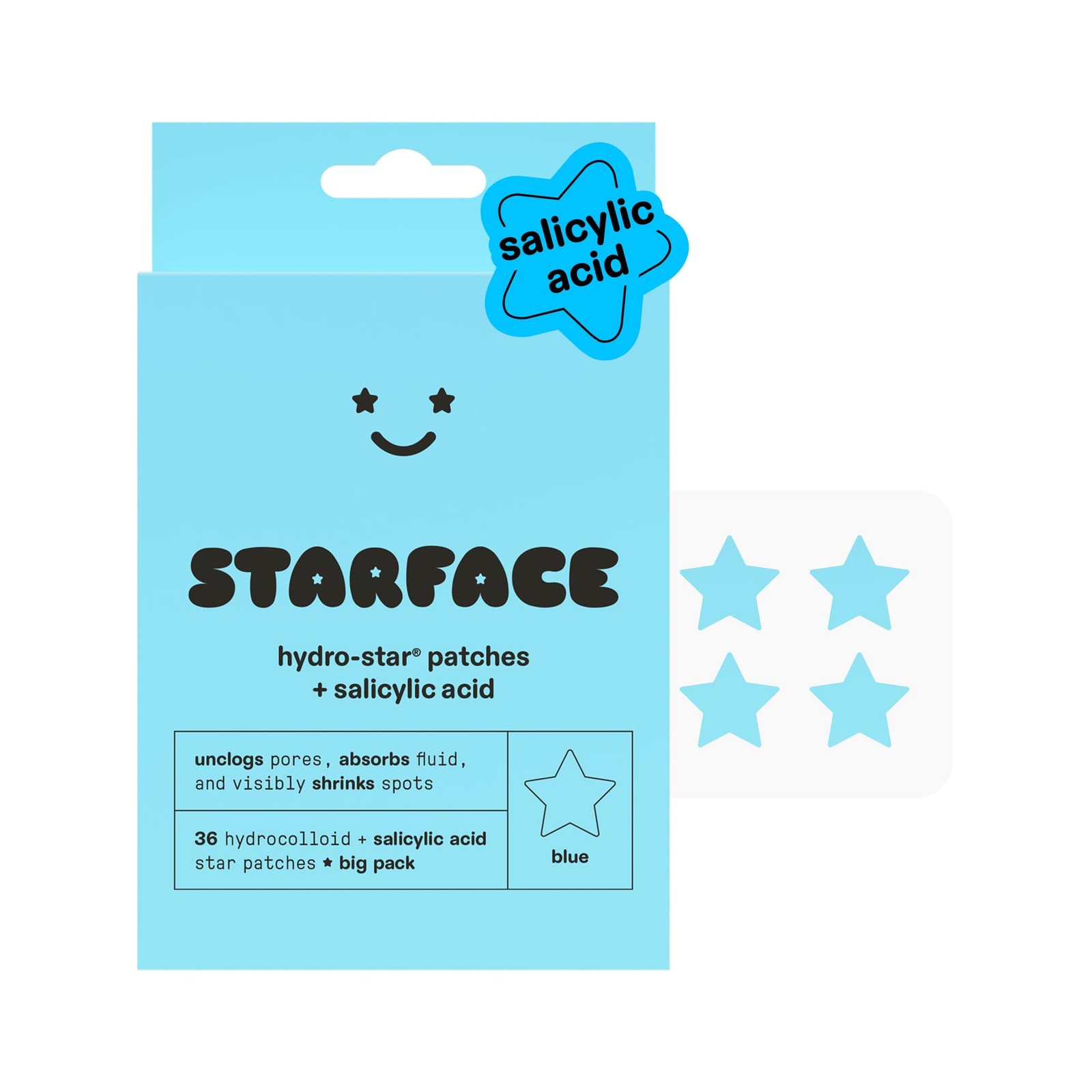 Starface Hydro-Star Hydrocolloid Patches with 96 Count (Pack of 1), Blue
