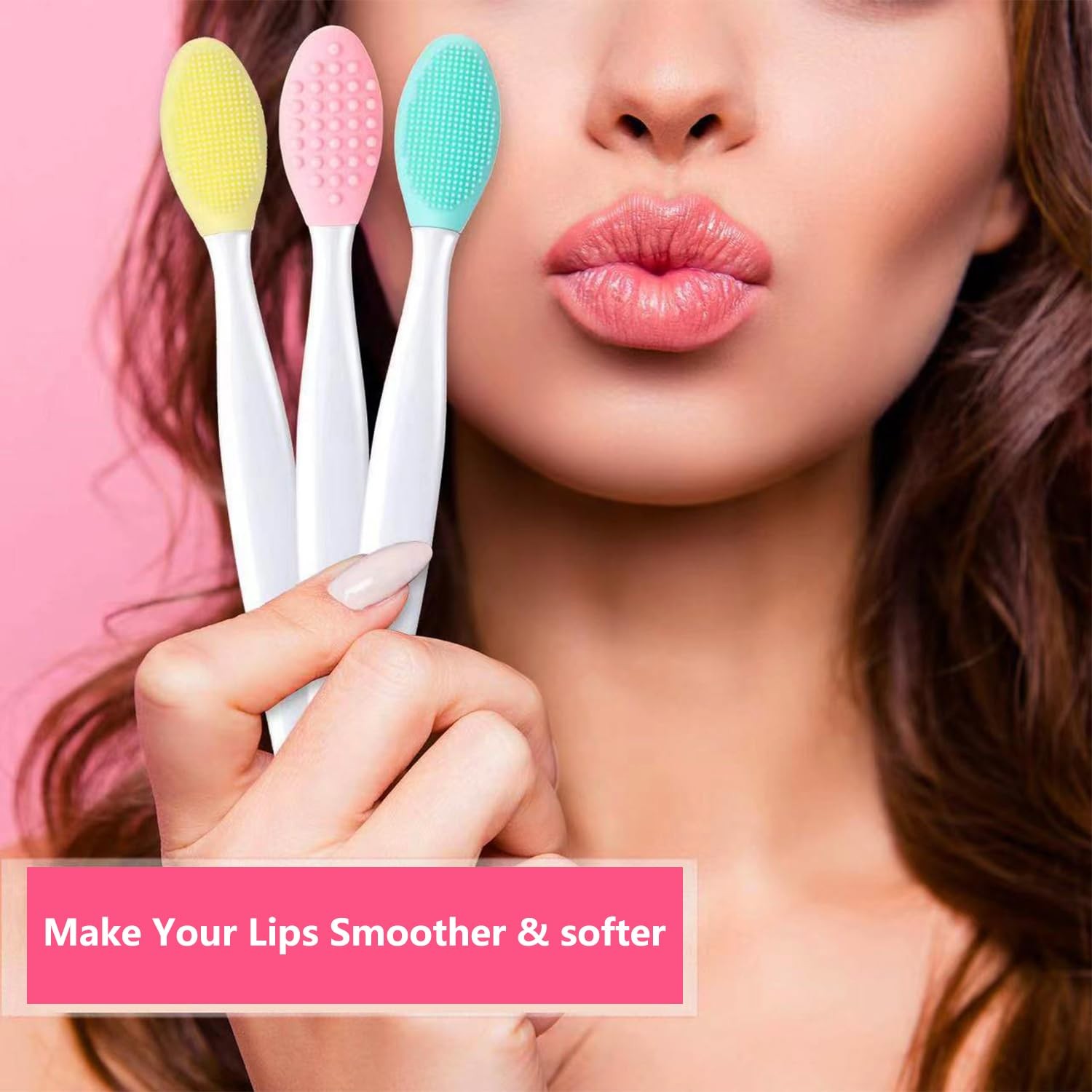 Pore Cleansing Facial Silicone Brush, Double-Sided Lip Mixed Color