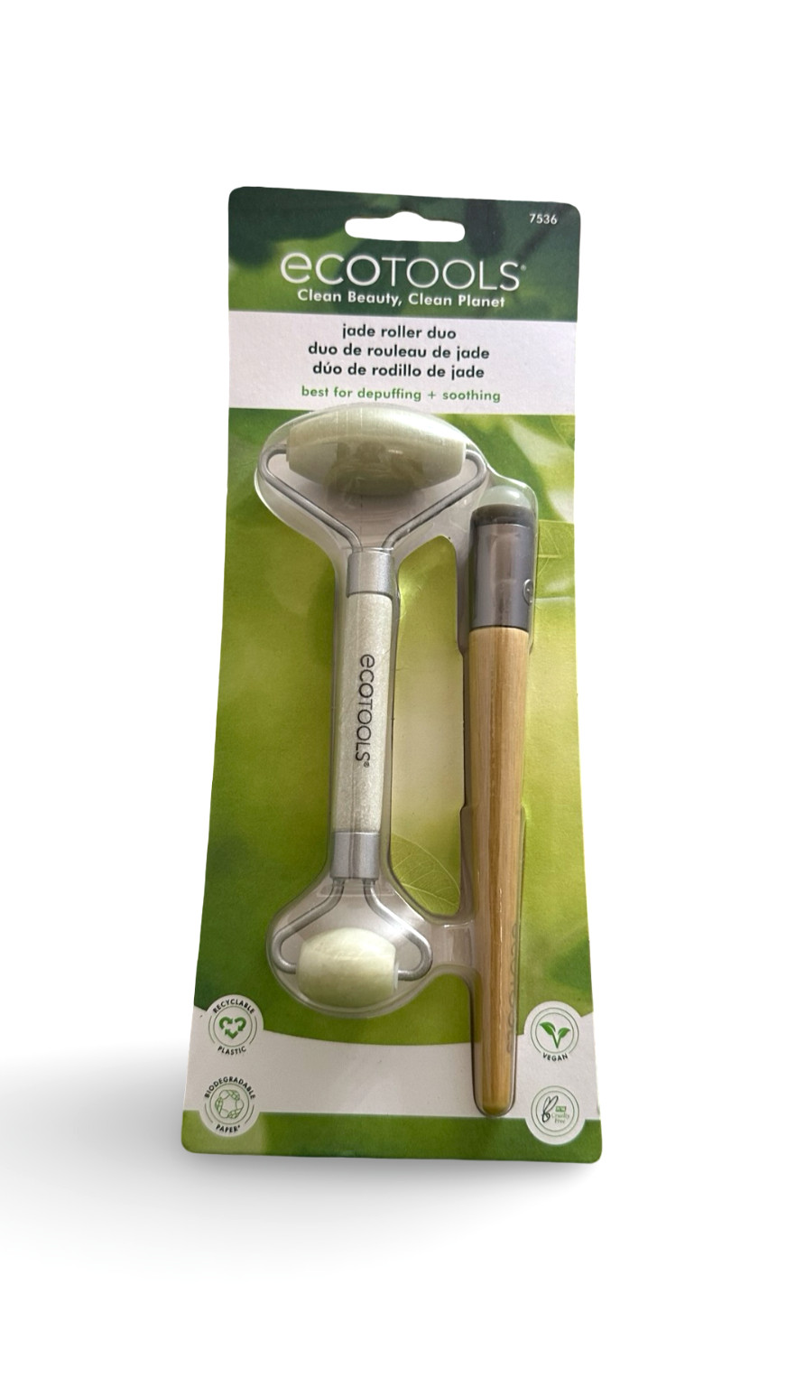 EcoTools Jade Roller Duo 2 Piece Facial Roller Set Depuffing Soothing New