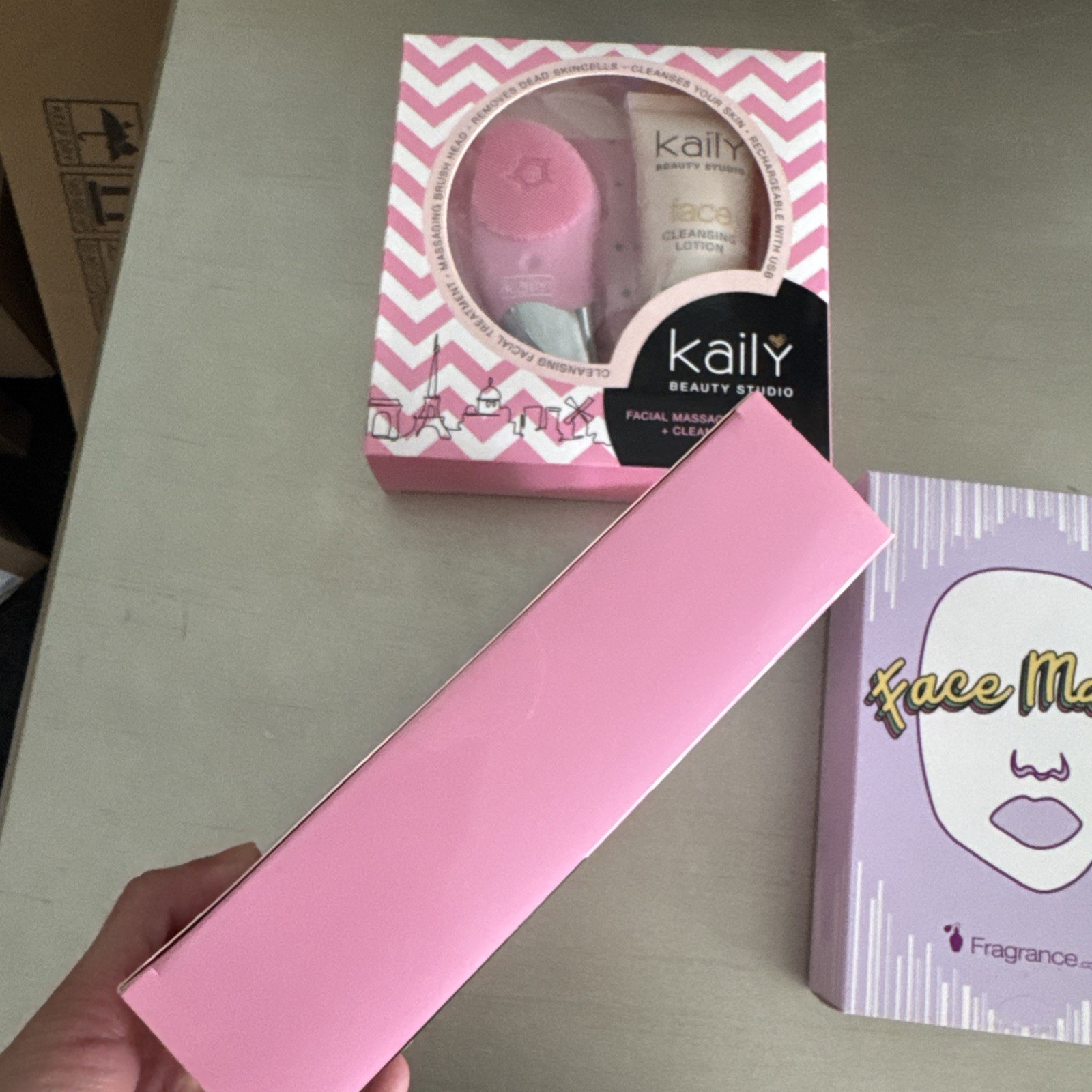 Set of 2 Kaily Beauty Studio Facial Massaging Brush & Lotion & 1 Face Mask Pack