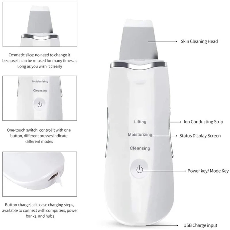 Deep Vibrate Facial Cleaner Shovel Spatula Ultrasonic Facial Shovel Massager