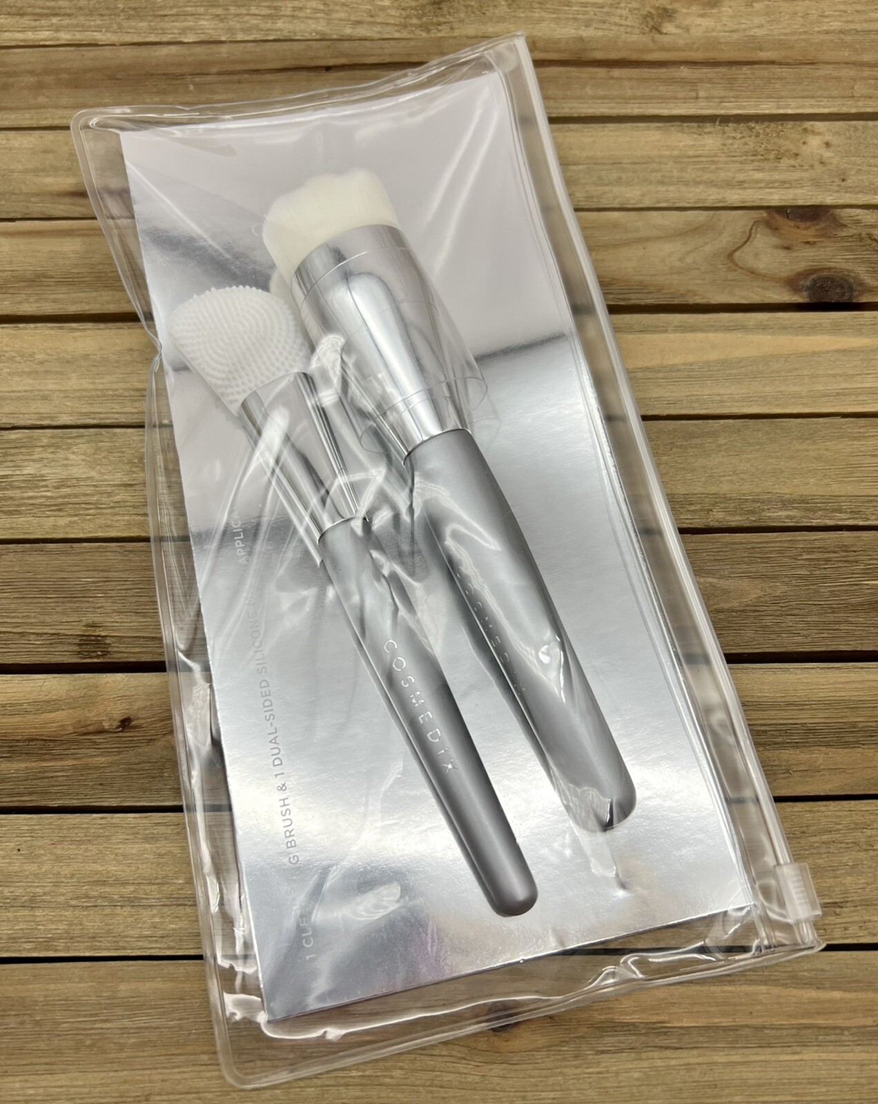 Cosmedix Cleansing Brush And Silicone Applicator Set MSRP $25 New In Bag