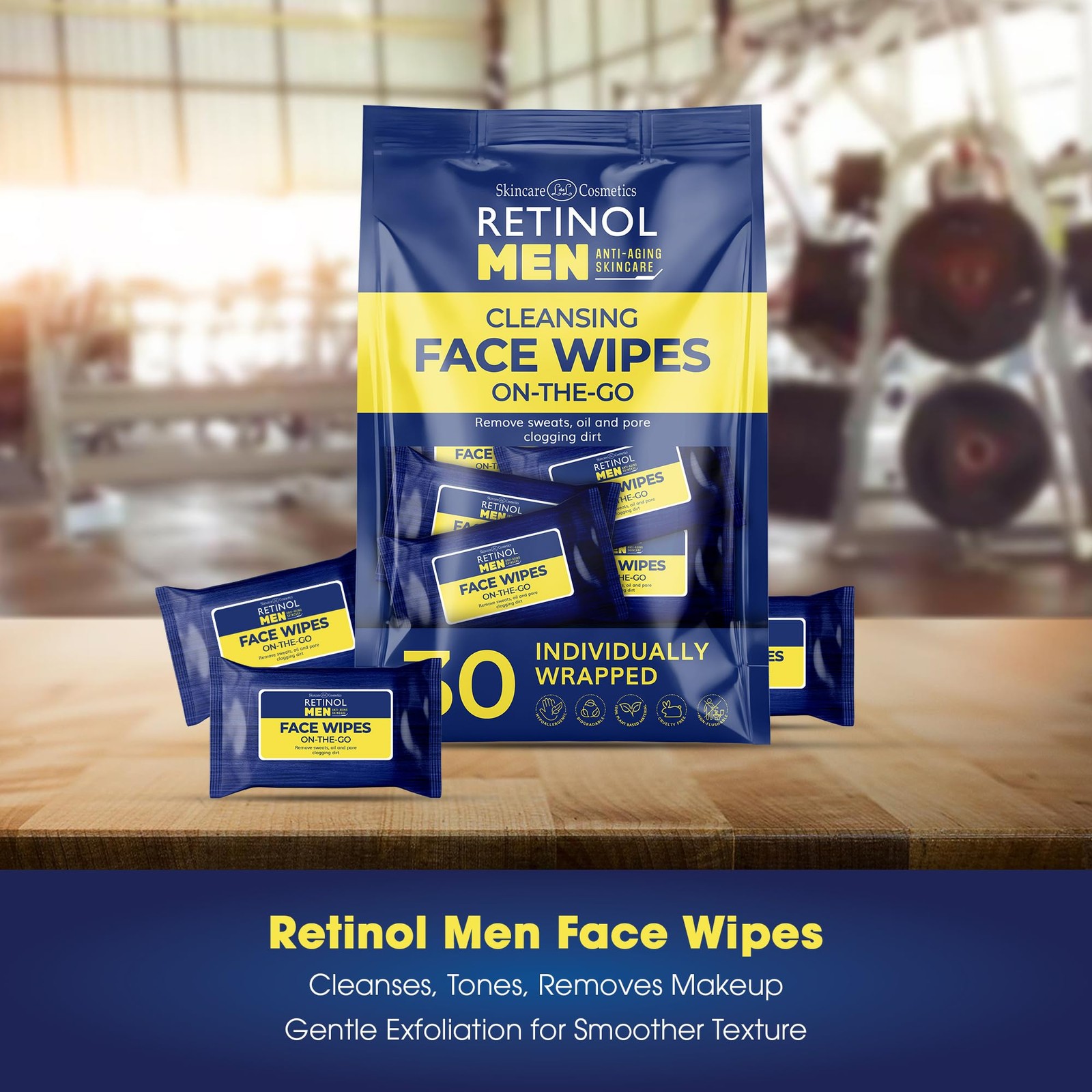 LIVAURA Retinol Face Wipes for Men, Individually Wrapped 30 Count (Pack of 1)