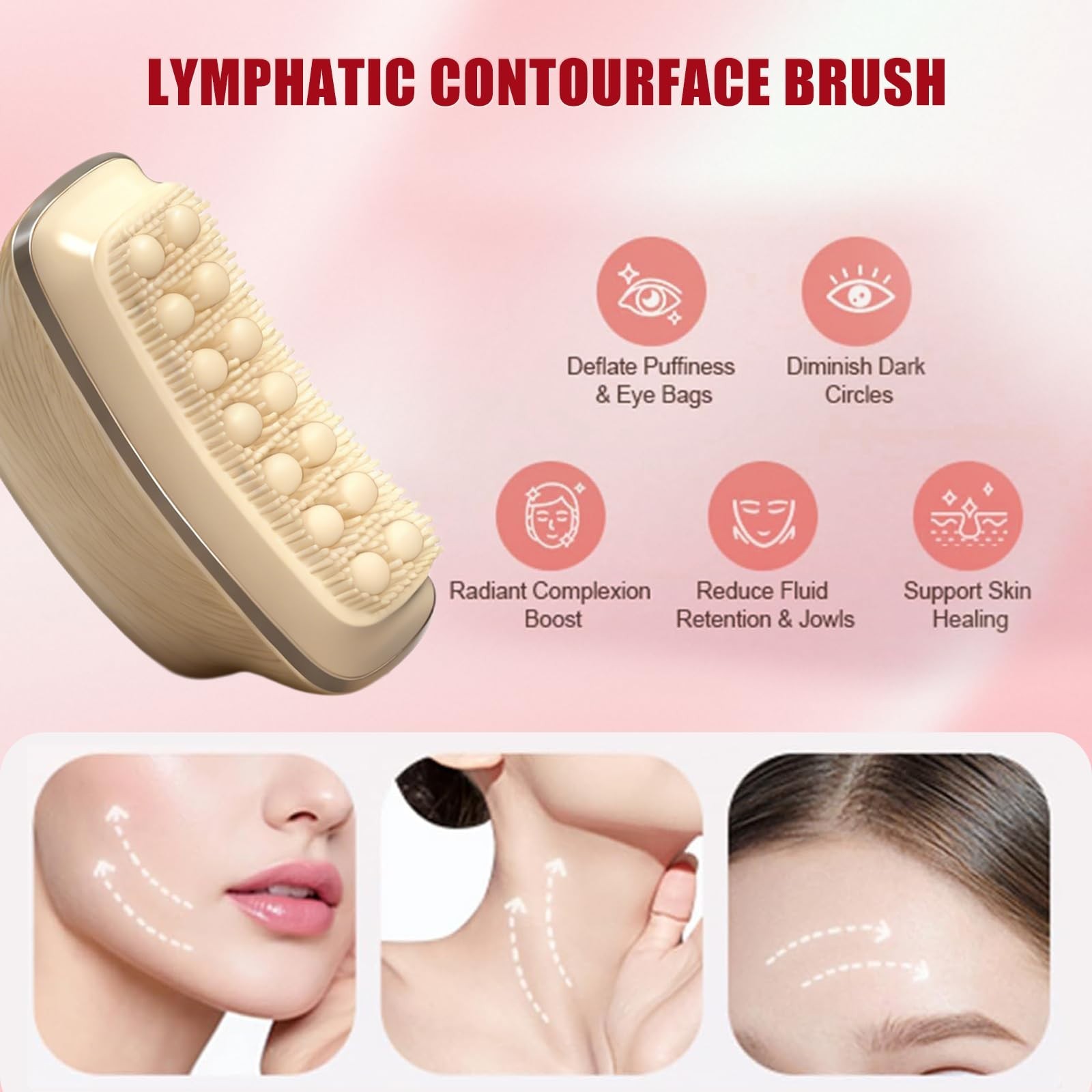 Silicone Facial Cleansing Brush – Anti-Puffiness, Lymphatic Drainage, Detox & Gl