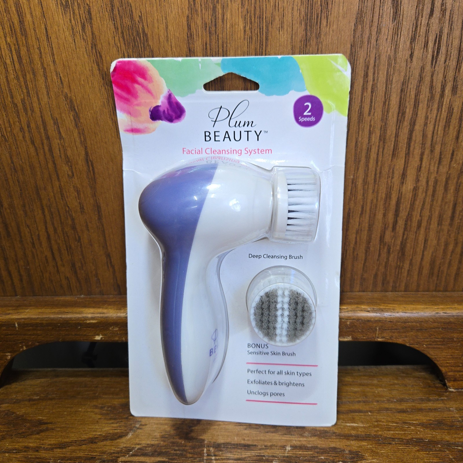 Plum Beauty Facial Cleansing System 2 Brush Heads Cleanses & Exfoliates NEW