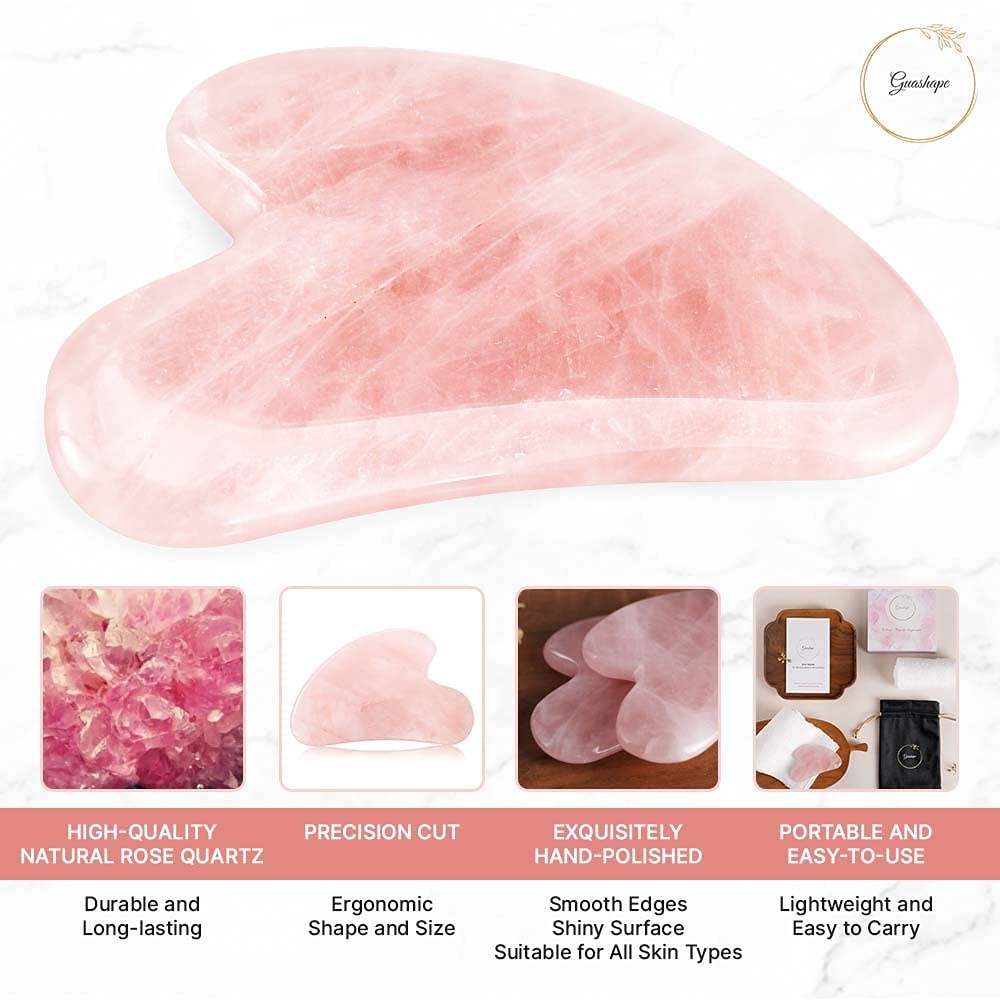 GUASHAPE Natrual Rose Quartz Gua Sha Facial Tools | Guasha A)