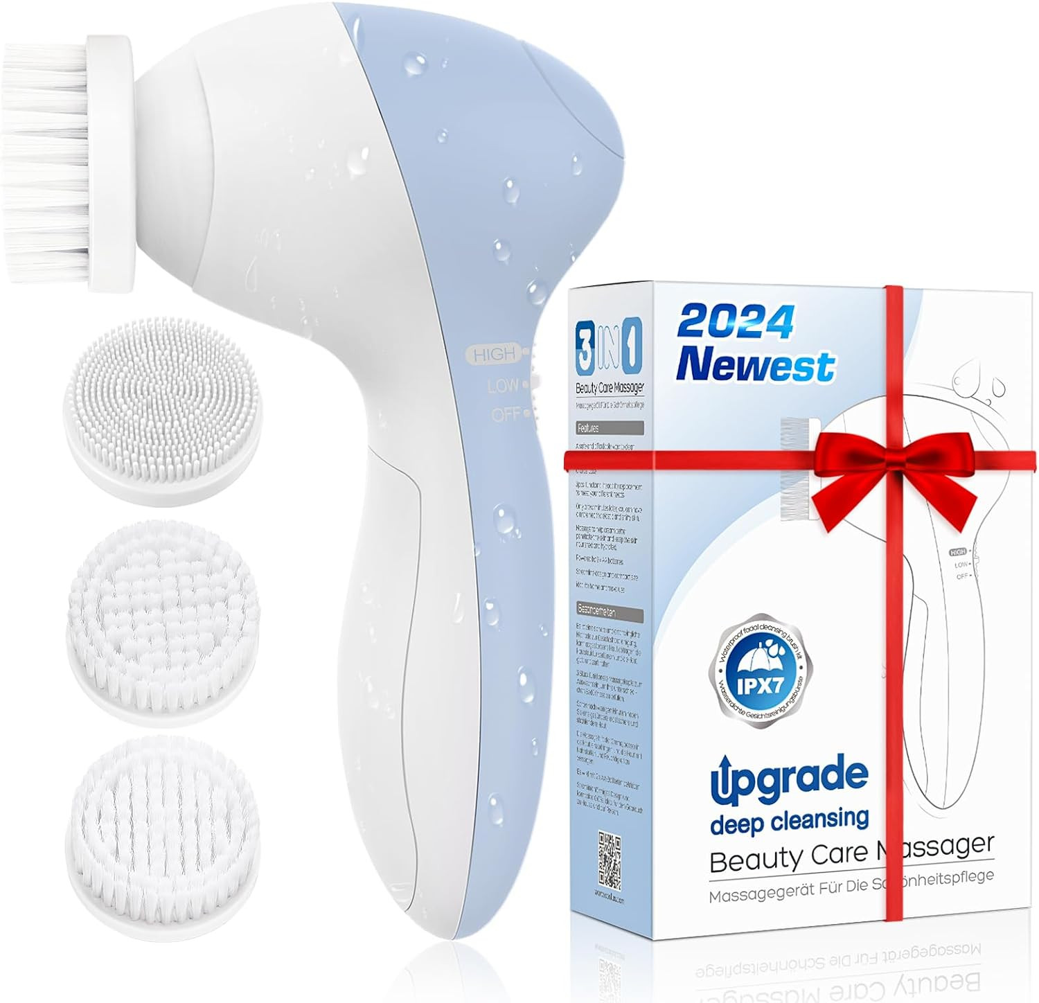 COSLUS Facial Cleansing Brush Silicone Face Scrubber: 3 in1 FBS-D Electric Exfol