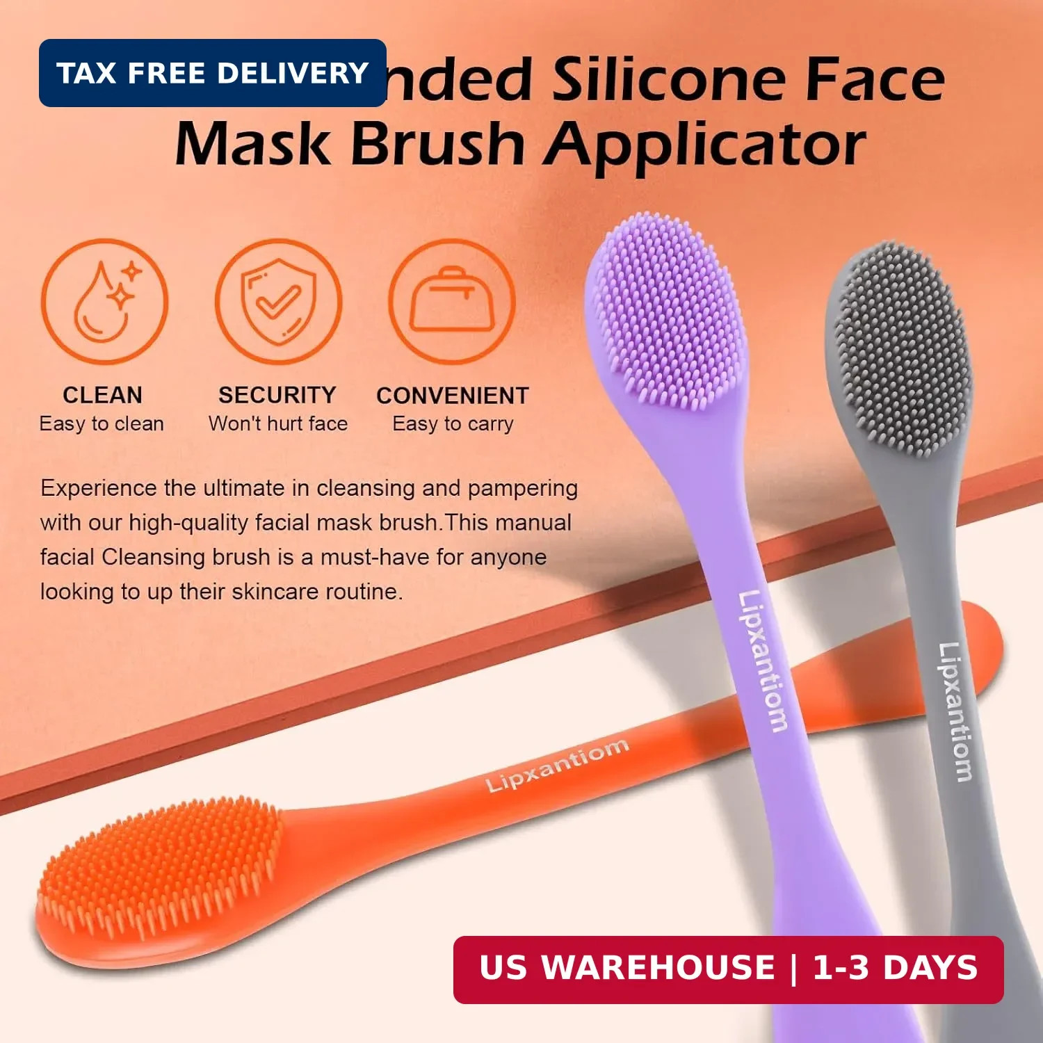 3 Pcs Silicone Facial Cleansing Brush, 2 in 1 Face Mask Applicator and Pore Clea