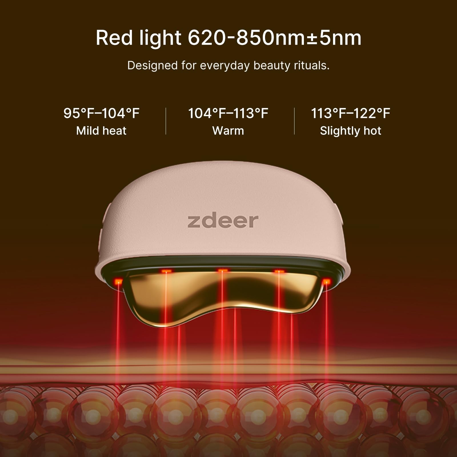 ZDEER LED Red Light Therapy for Face & Neck Massager Facial 1 Device, Pink