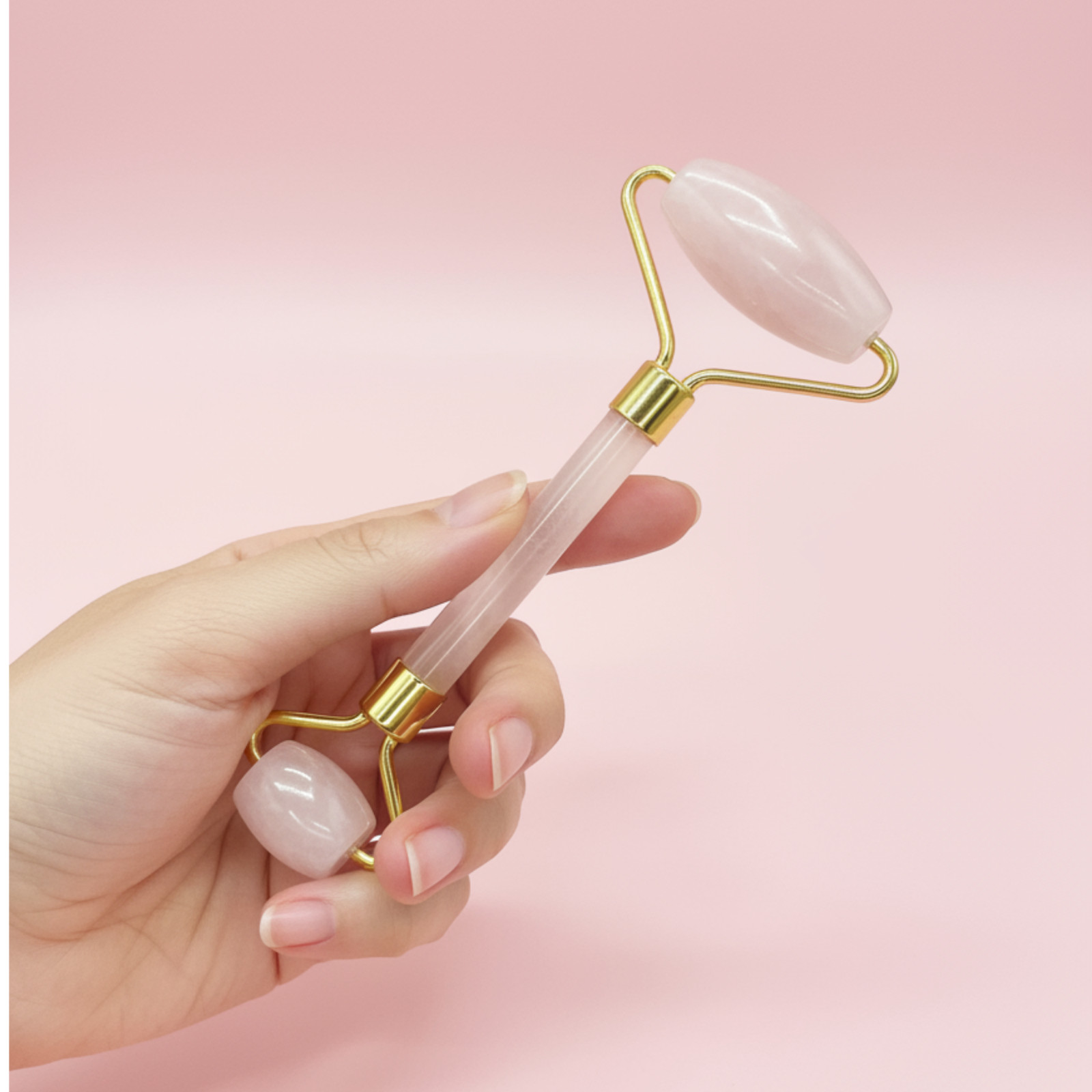 Natural Rose Quartz Facial Roller | Authentic Crystal, Anti-Aging Skincare