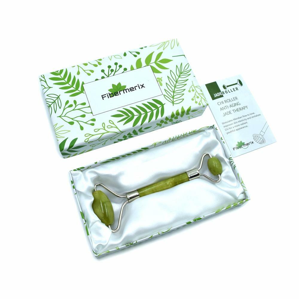 Fibermerix Brand Anti-Aging Facial Jade Roller Massage Tool. 100% Natural Jade S