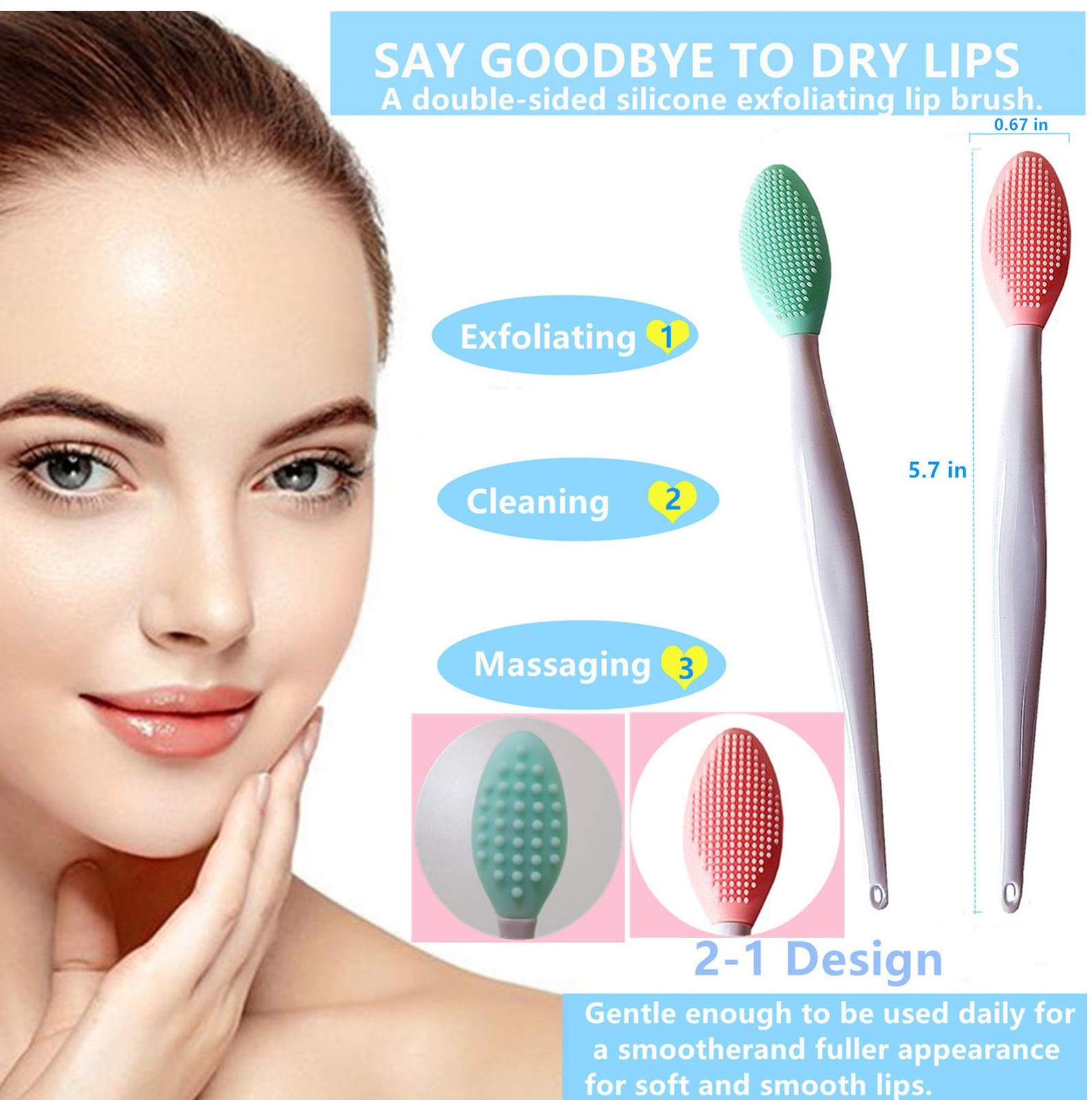 Facial Cleansing Brush pore scrubber for 3 Count (Pack of 1), Green
