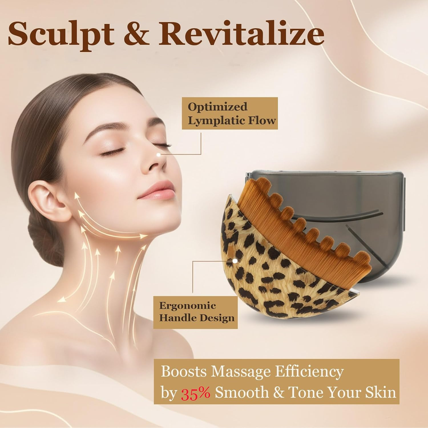 2PCS Lymphatic Contour Face Brush, Lymphatic Drainage Brush for Sculpting & L…
