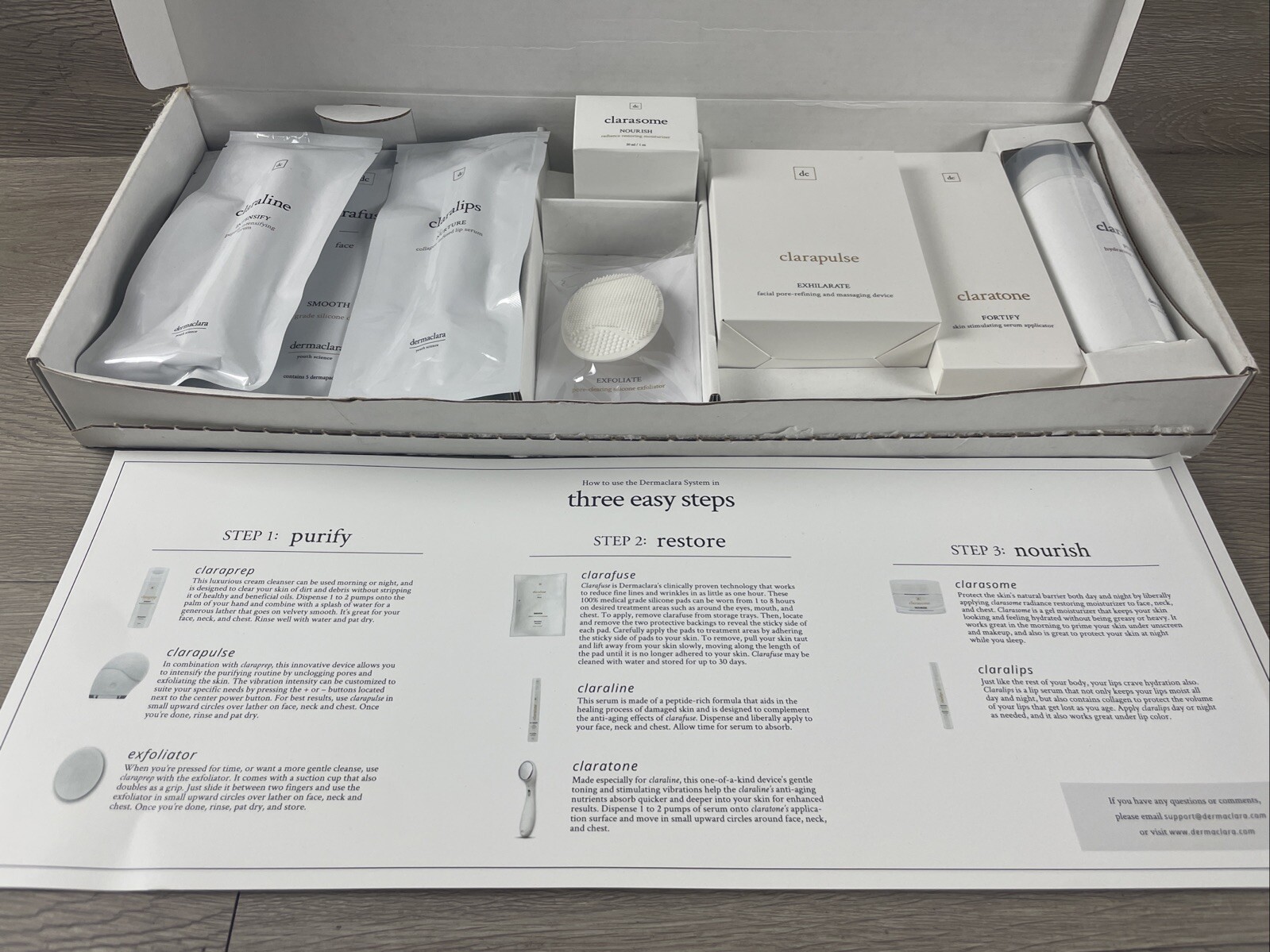 Dermaclara Set Youth Science Kit Treatment Restore Nourish Purify NEW