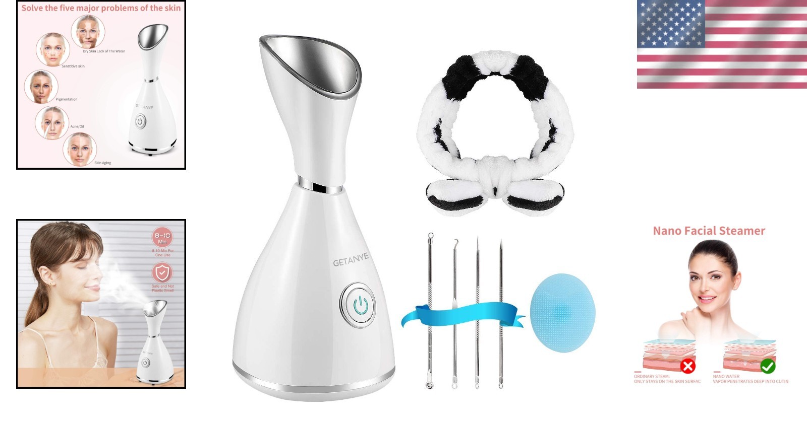 Moisturizing Nano Ionic Face Steamer with Blackhead Remover Kit Included