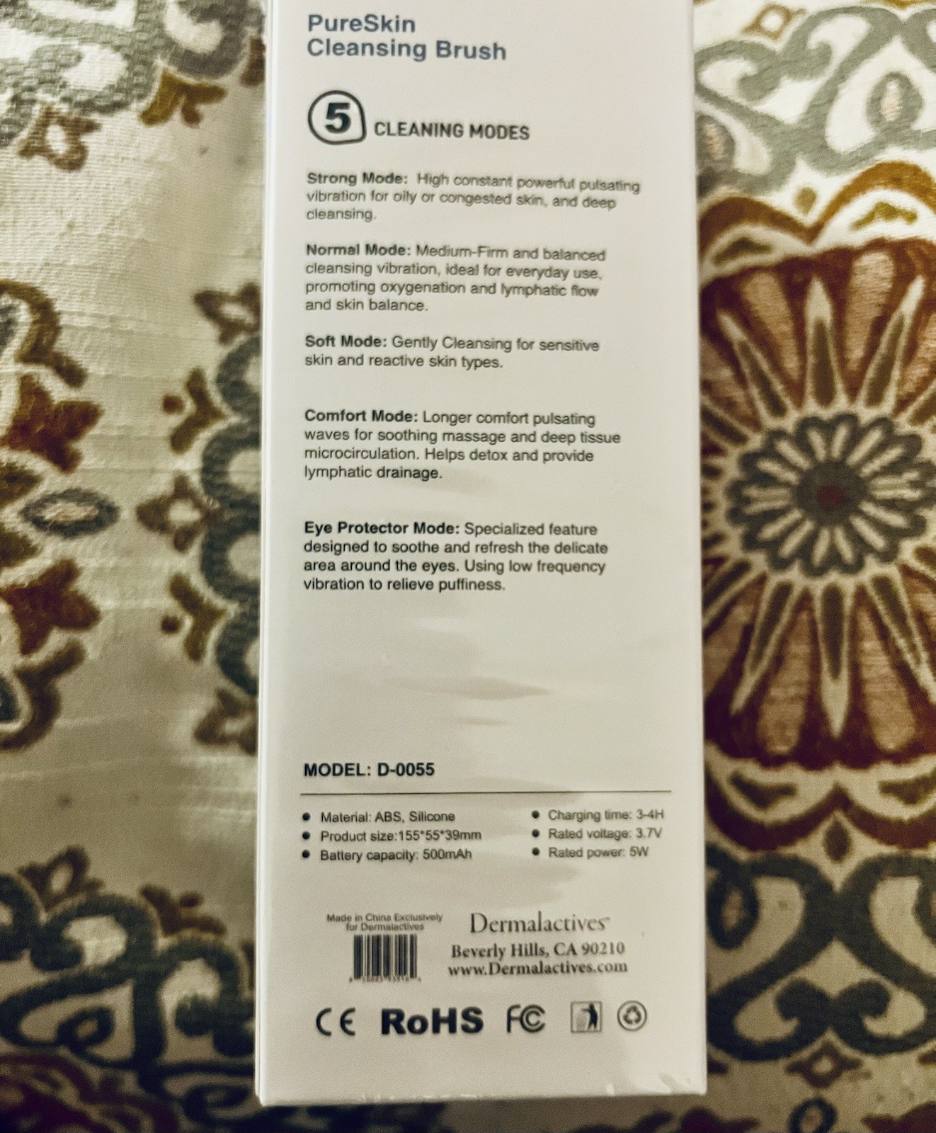 Dermalactives PureSkin + Cleansing Brush w/ Eye Hot Compress | New/Sealed D-0055