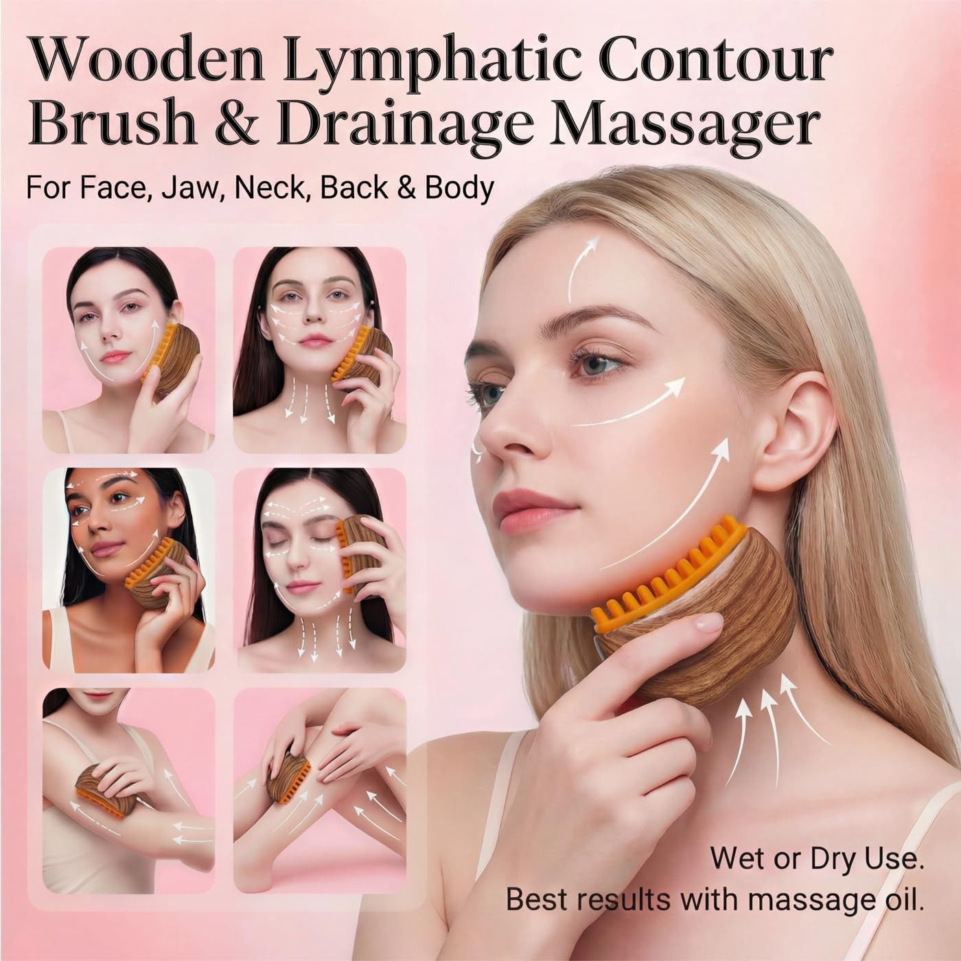 Lymphatic Drainage Face Brush & Massager – Guasha Tool for Puffiness Relief