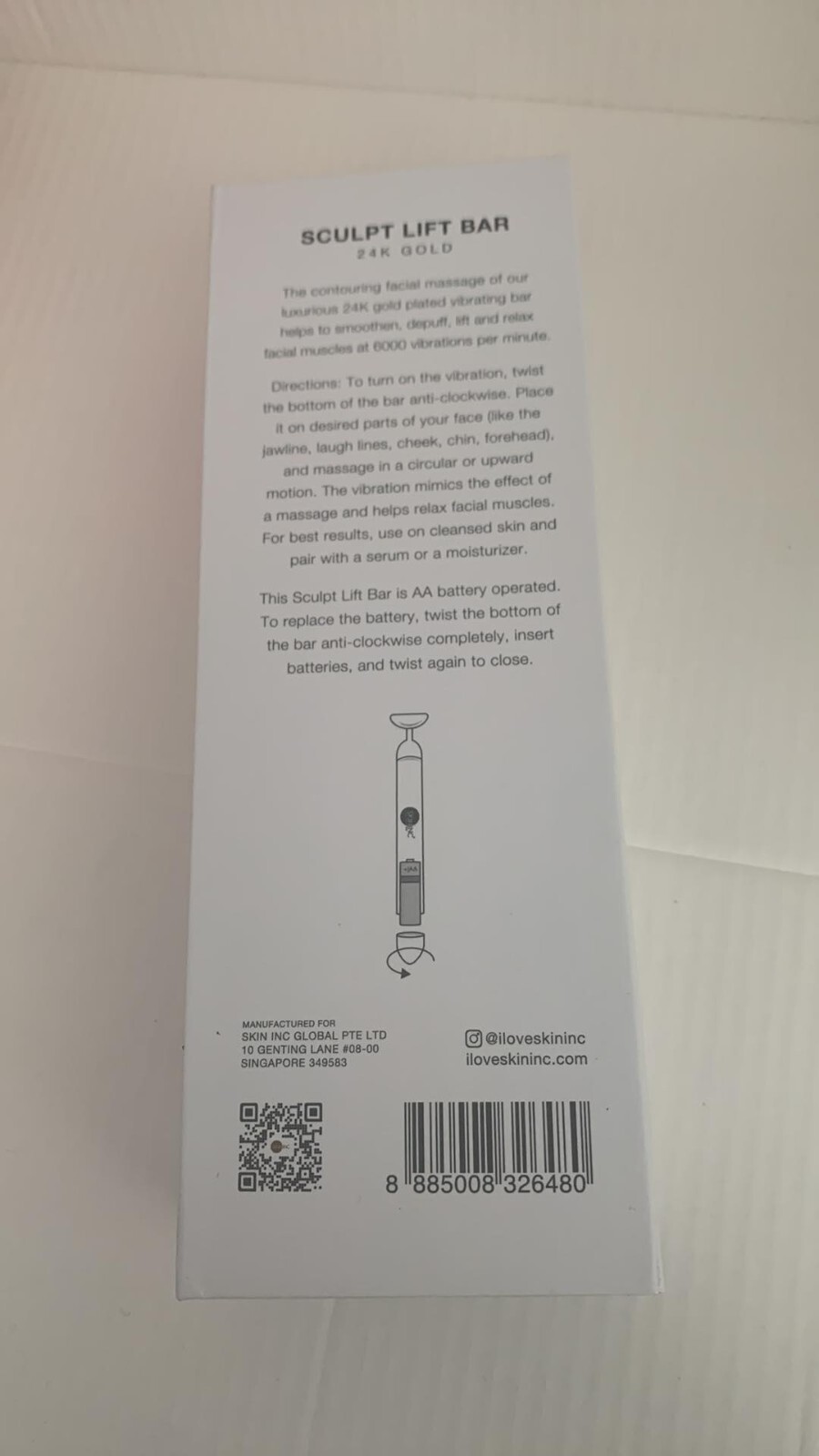 BAR SUPPLEMENT SKIN Inc SCULPT Lift 24K GOLD FACIAL MASSAGER BEAUTY TOOL Q38