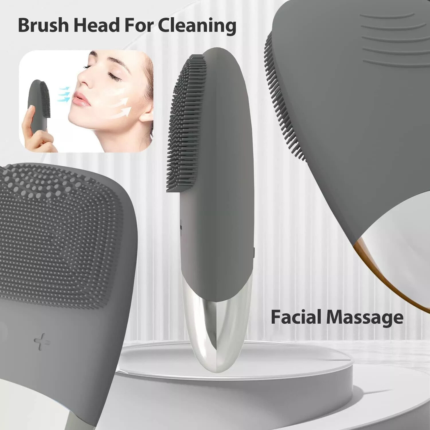 Silicone Rechargeable Electric Face Cleansing Brush Skin Massager Waterproof