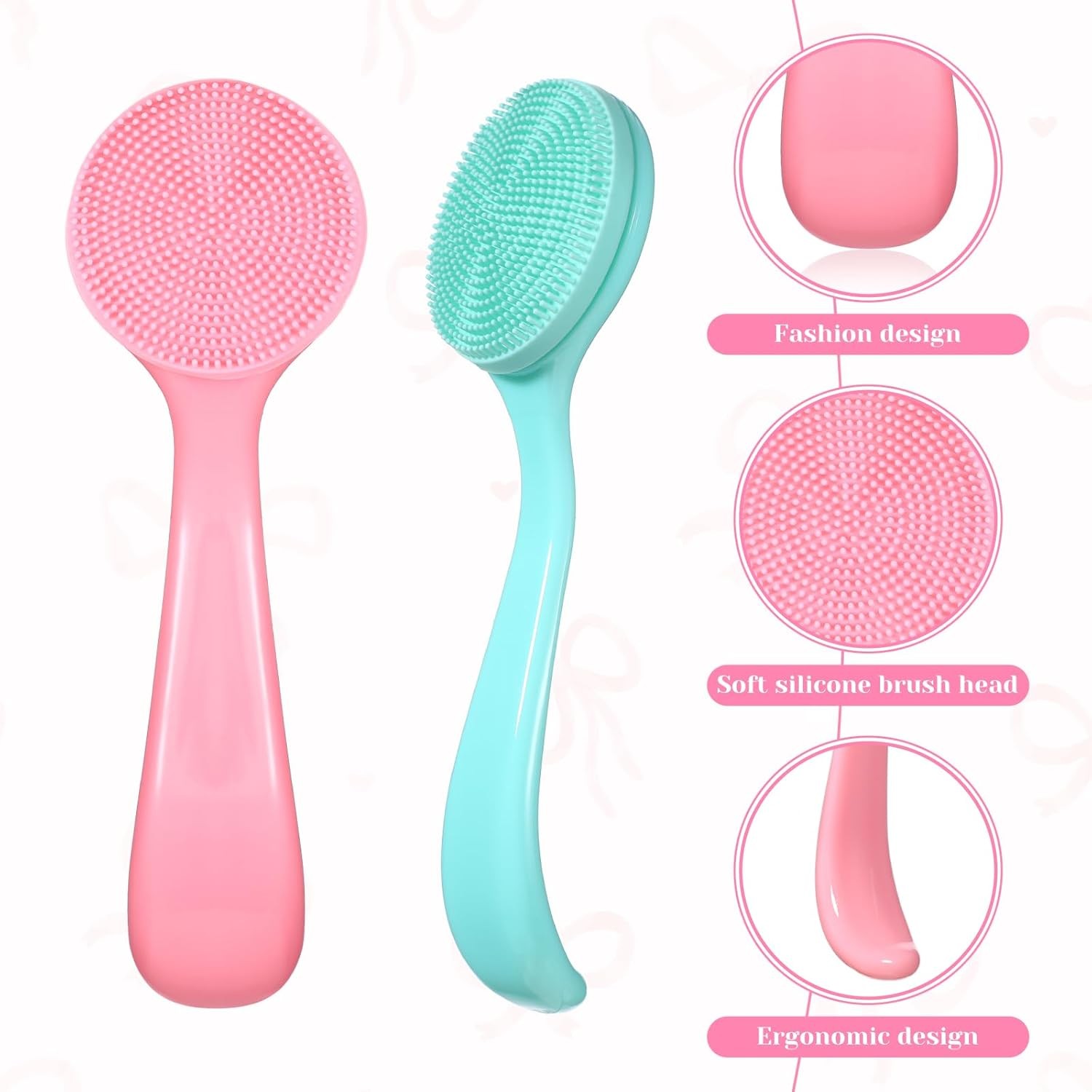 2 Pcs Silicone Facial Cleansing Brush Face Scrubber Exfoliating Brush