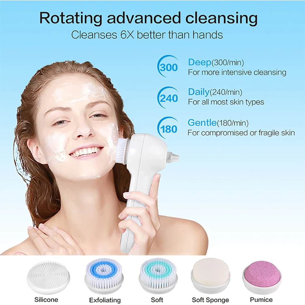 Electric Facial Cleansing Brush Exfoliator Deep Clean Massage Device