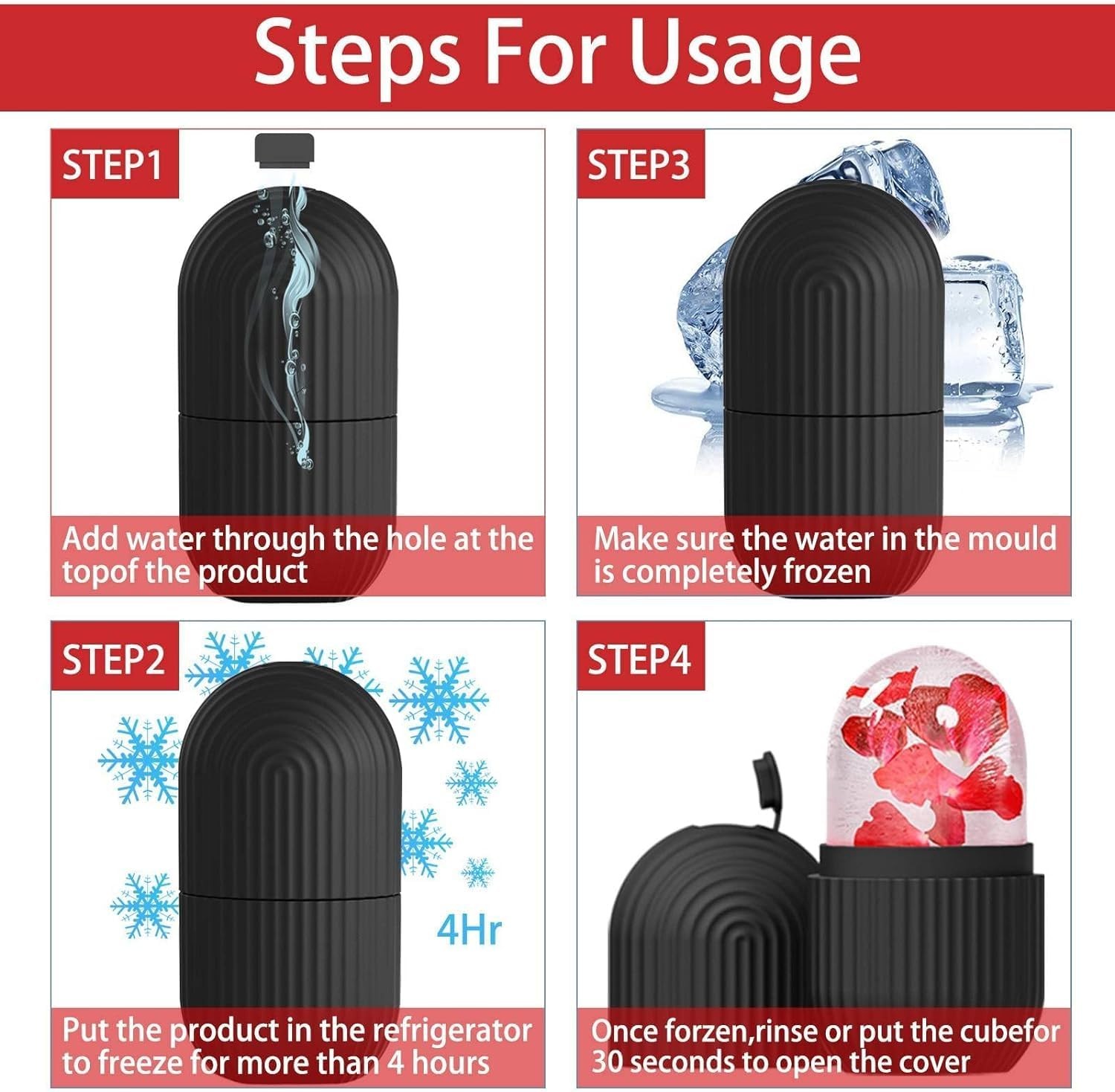 ESZAZX Ice Roller for Face Massager – Reduces Puffiness & Dark Circles (Black)