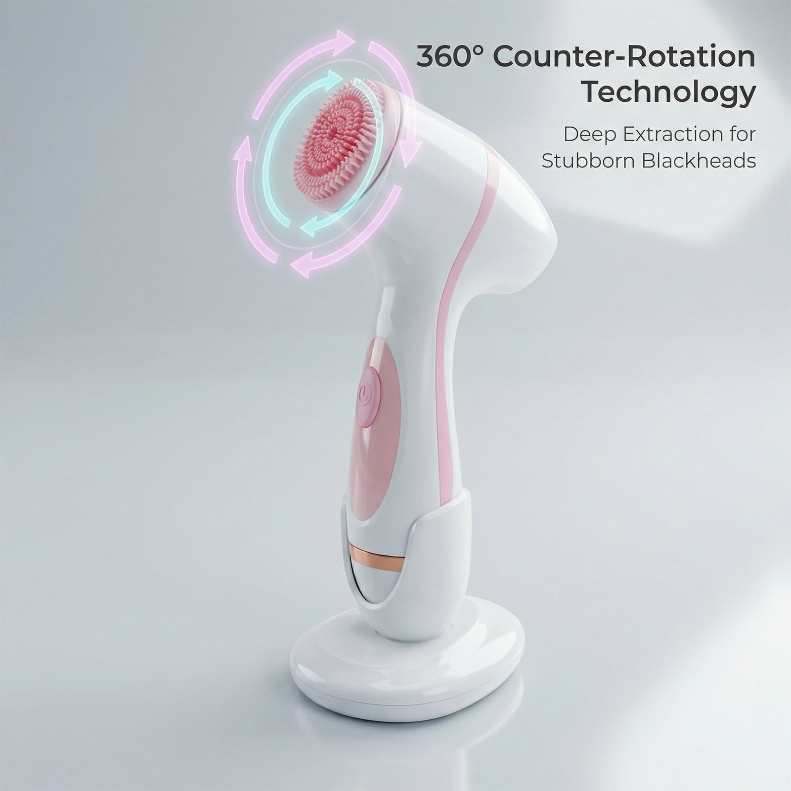 Facial Cleansing Brush Rechargeable IPX5 Water Proof Face Scrubber With 3 Head