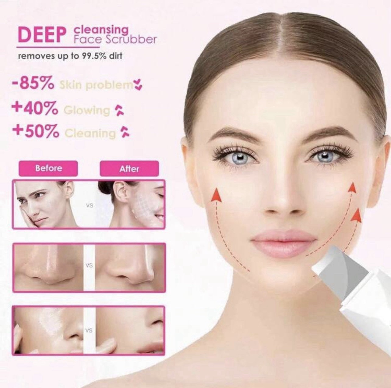 Rechargeable Face Scrubber Spatula, Facial Pore Cleaner, Black Head Remover