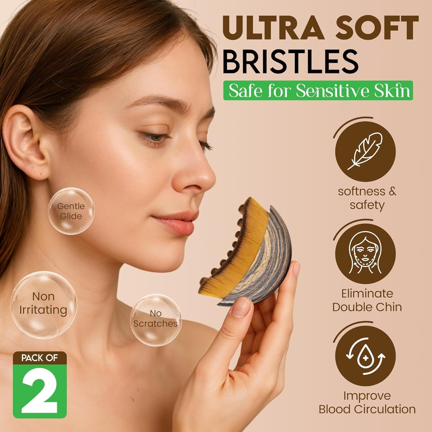 Lymphatic Contour Face Brush,Contour Face Brush for Lymphatic Drainage,Dry Lymph