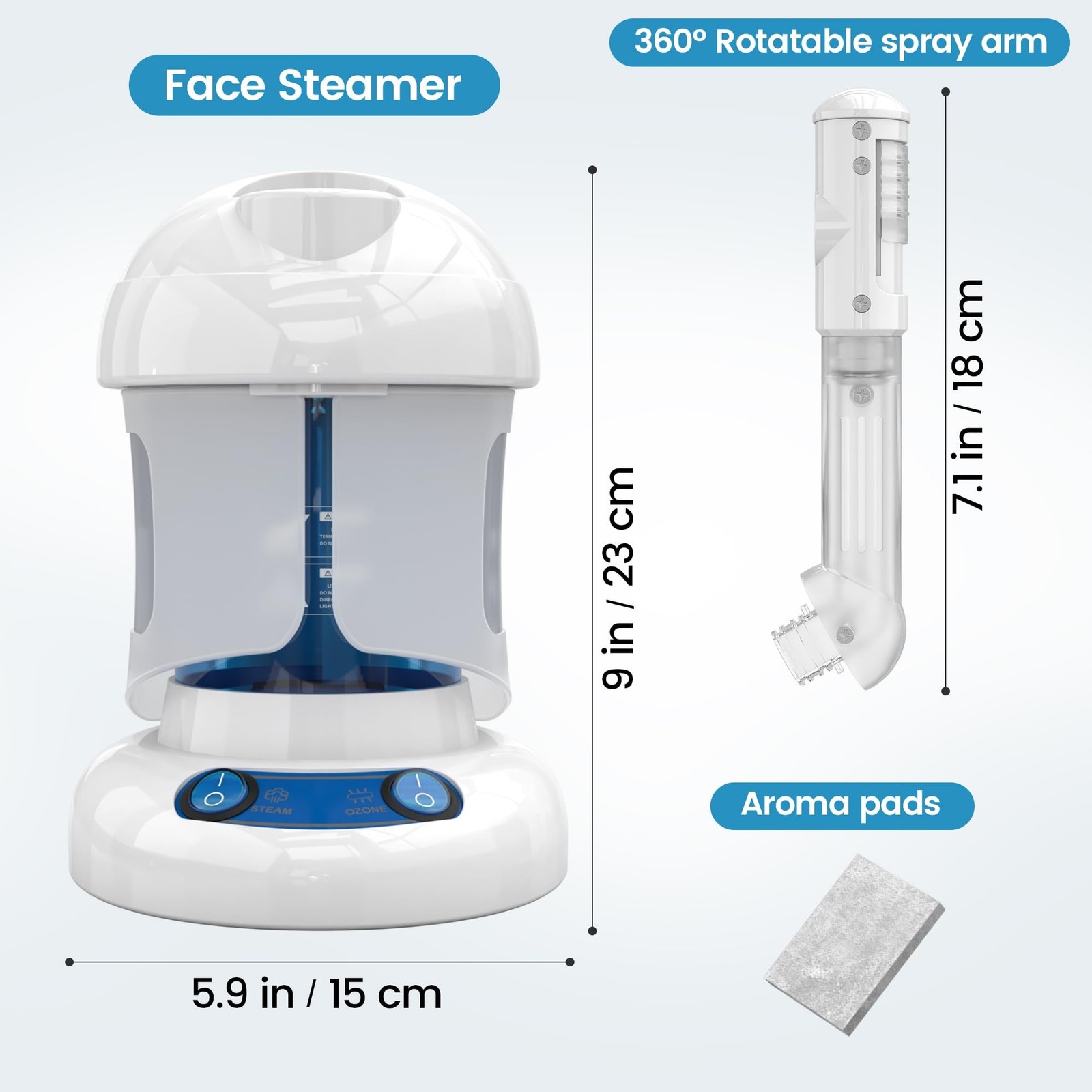 Nisperos Nano Ionic Facial Steamer – 360° Rotatable Sprayer – 40 Minutes Wa