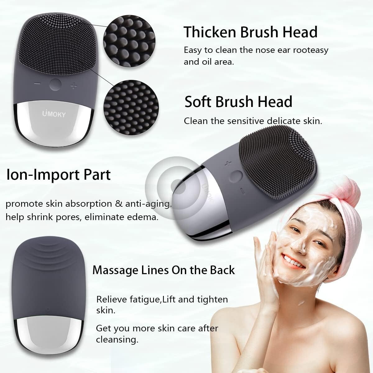 3-in-1 Electric Silicone Facial Cleansing Brush – Waterproof & Rechargeable
