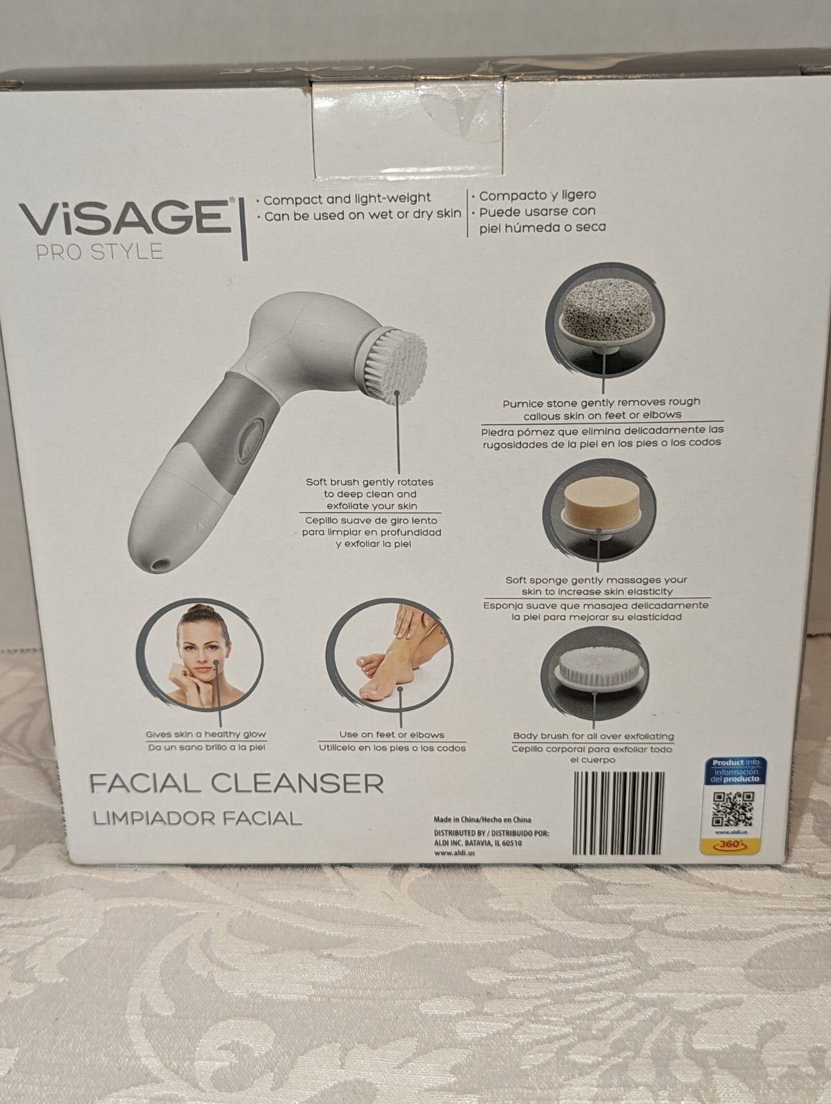 Visage Pro Style Facial Cleanser Spinning Brush Face Cleaner w/ Brushes