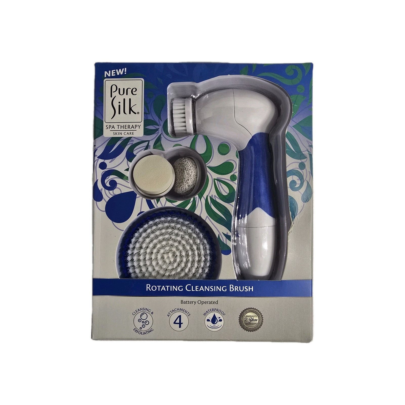 Pure Silk Spa Therapy Skin Care Rotating Cleansing Face and Body Brush Set NEW